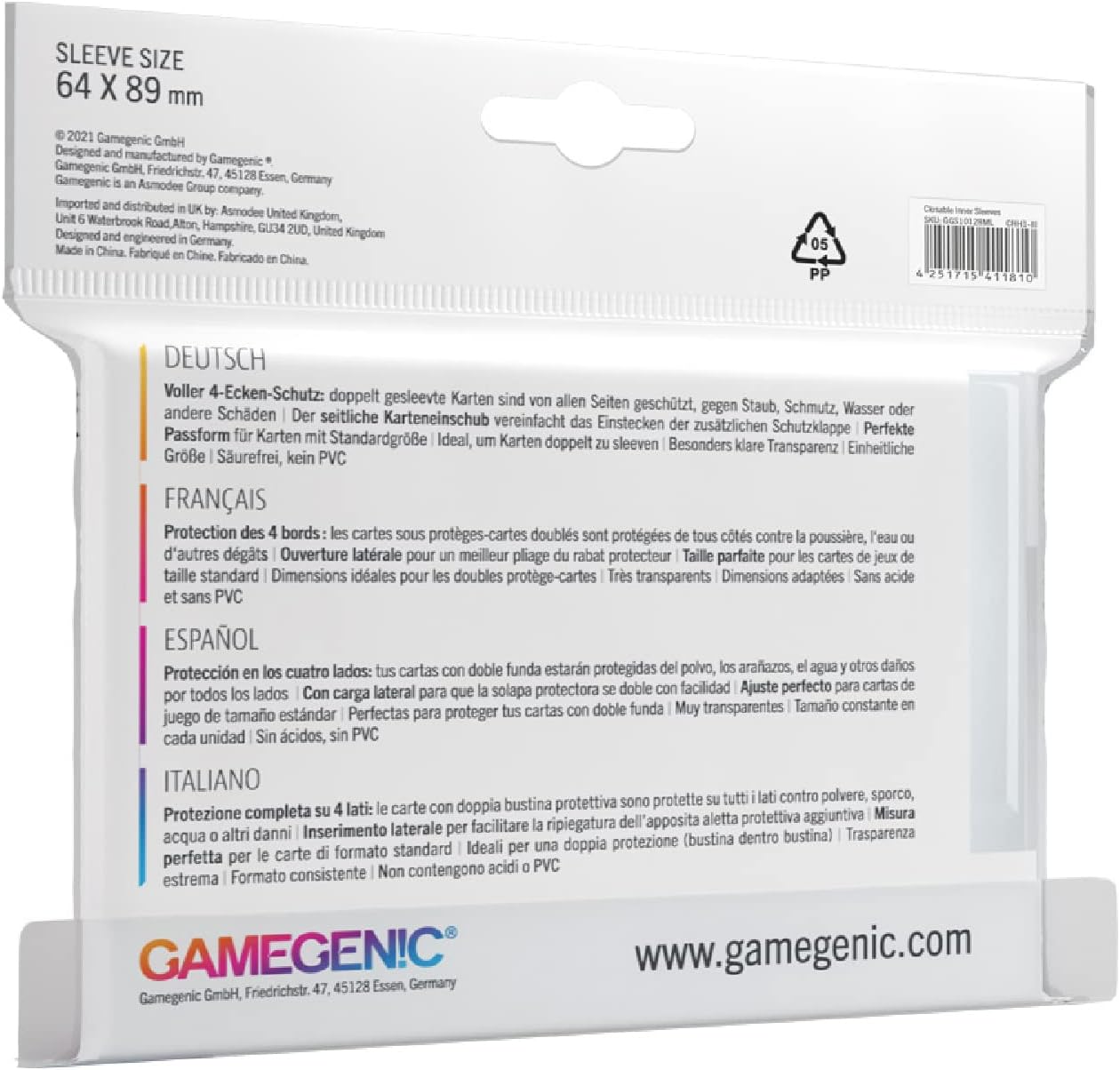 GAMEGENIC Closable Inner Sleeves (100) - Multi-Language Packaging with Spanish 4