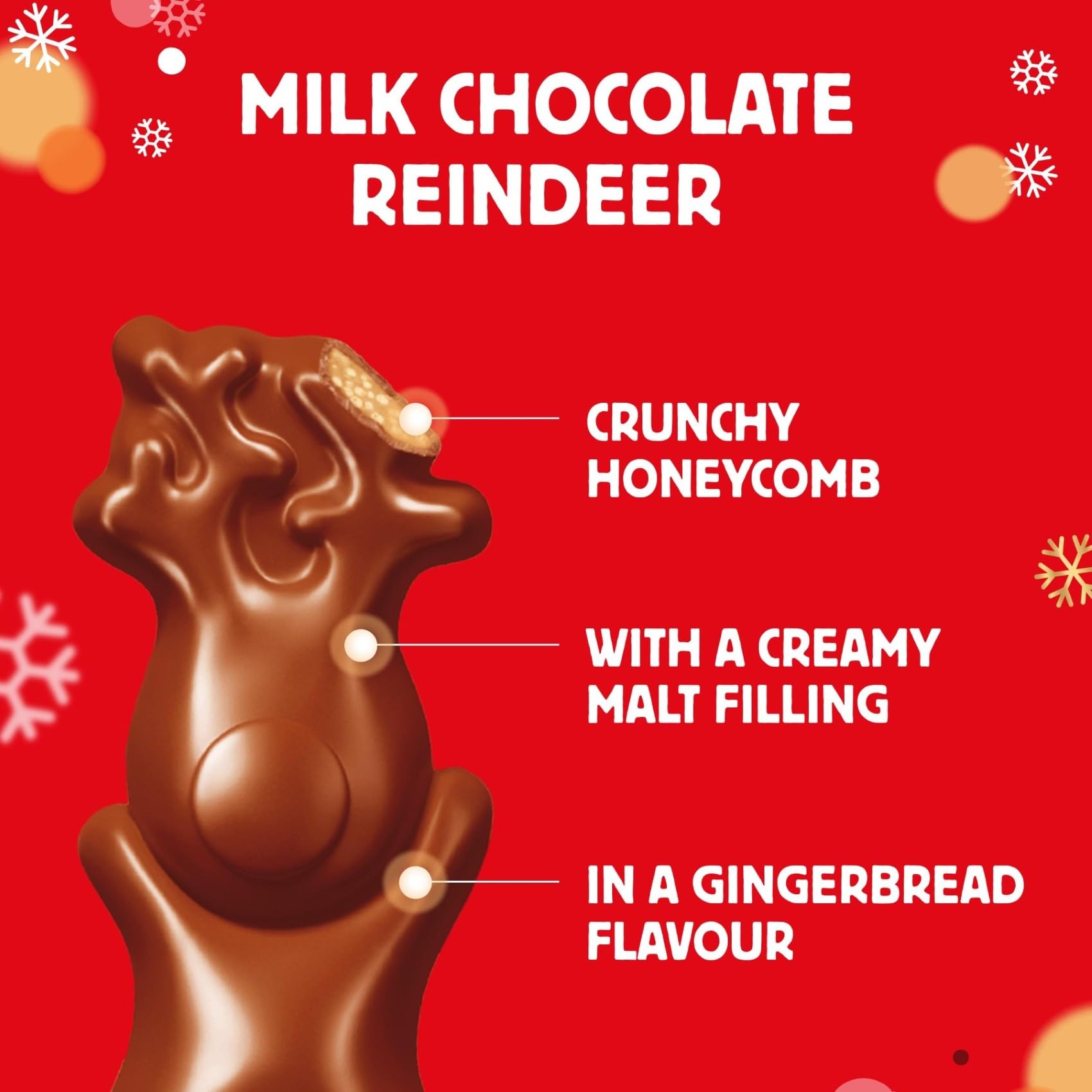 Maltesers Gingerbread Flavour Reindeers, Milk Chocolate with Malt & Honeycomb, 32x29g 3