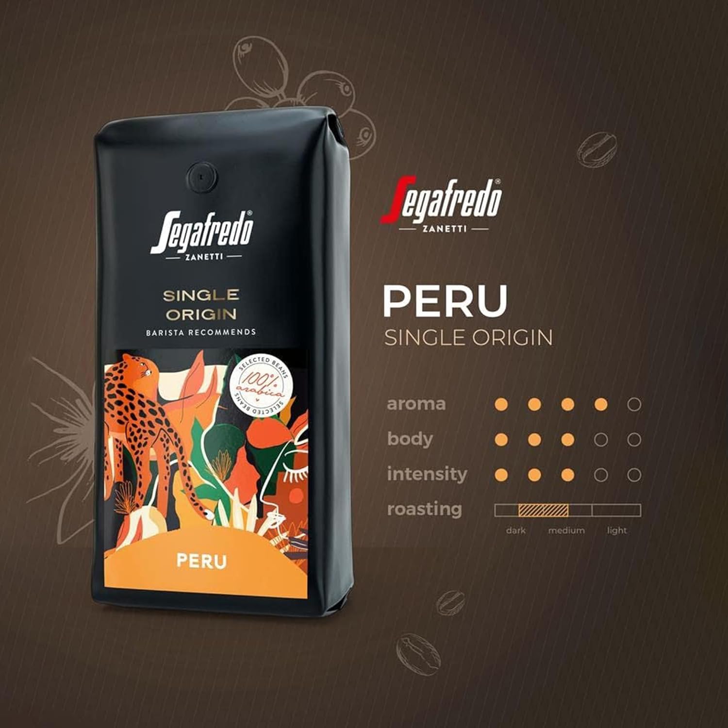 Segafredo Zanetti Single Origin Perù 100% Arabica Coffee Beans - 1kg Whole Bean 4