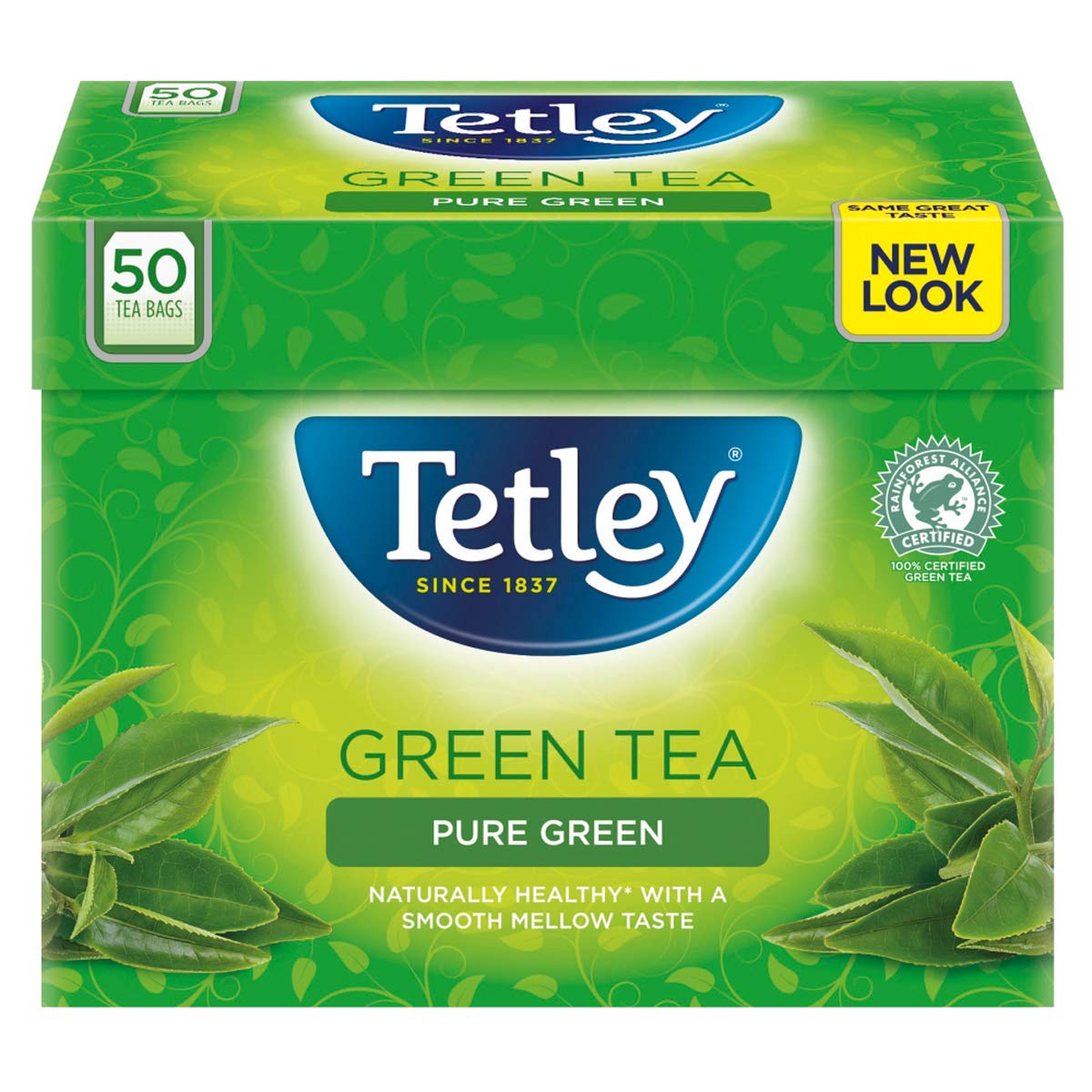 Tetley Pure Green Tea - 50 Bags, Naturally Smooth and Mellow Green Tea