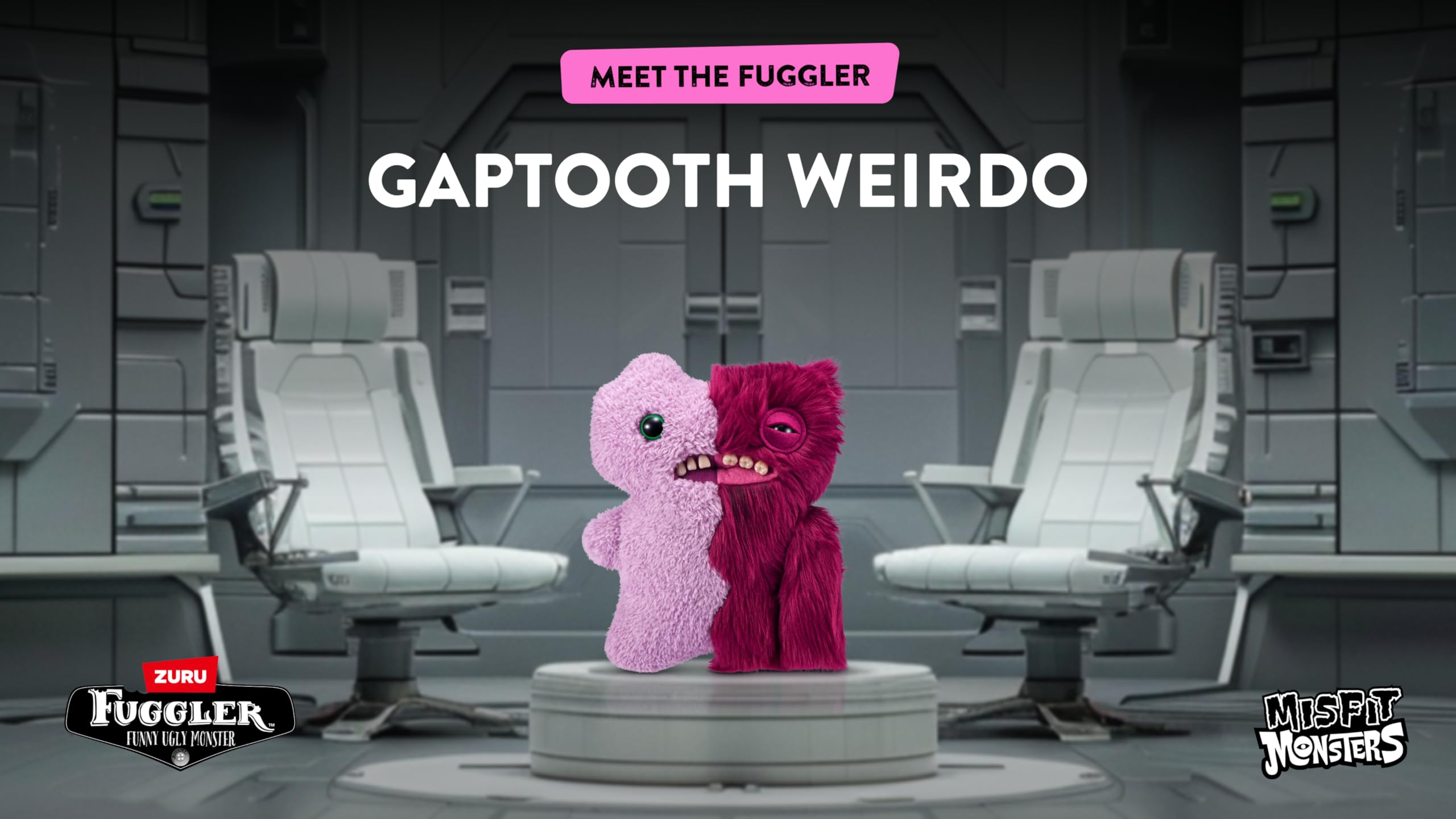 Fuggler Misfit Monsters 9-inch Series 1 - Gaptooth Weirdo Lilac & Red Plush Toy by ZURU