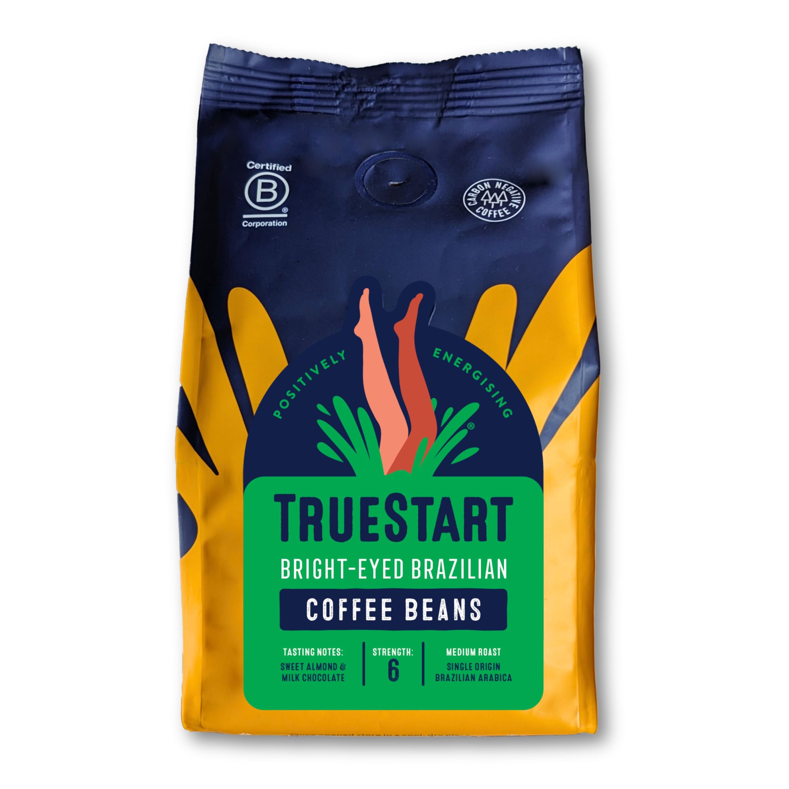 TrueStart Coffee Beans Bright-Eyed Brazilian 200g – Mycotoxin-Free, Single Origin, Medium Roast