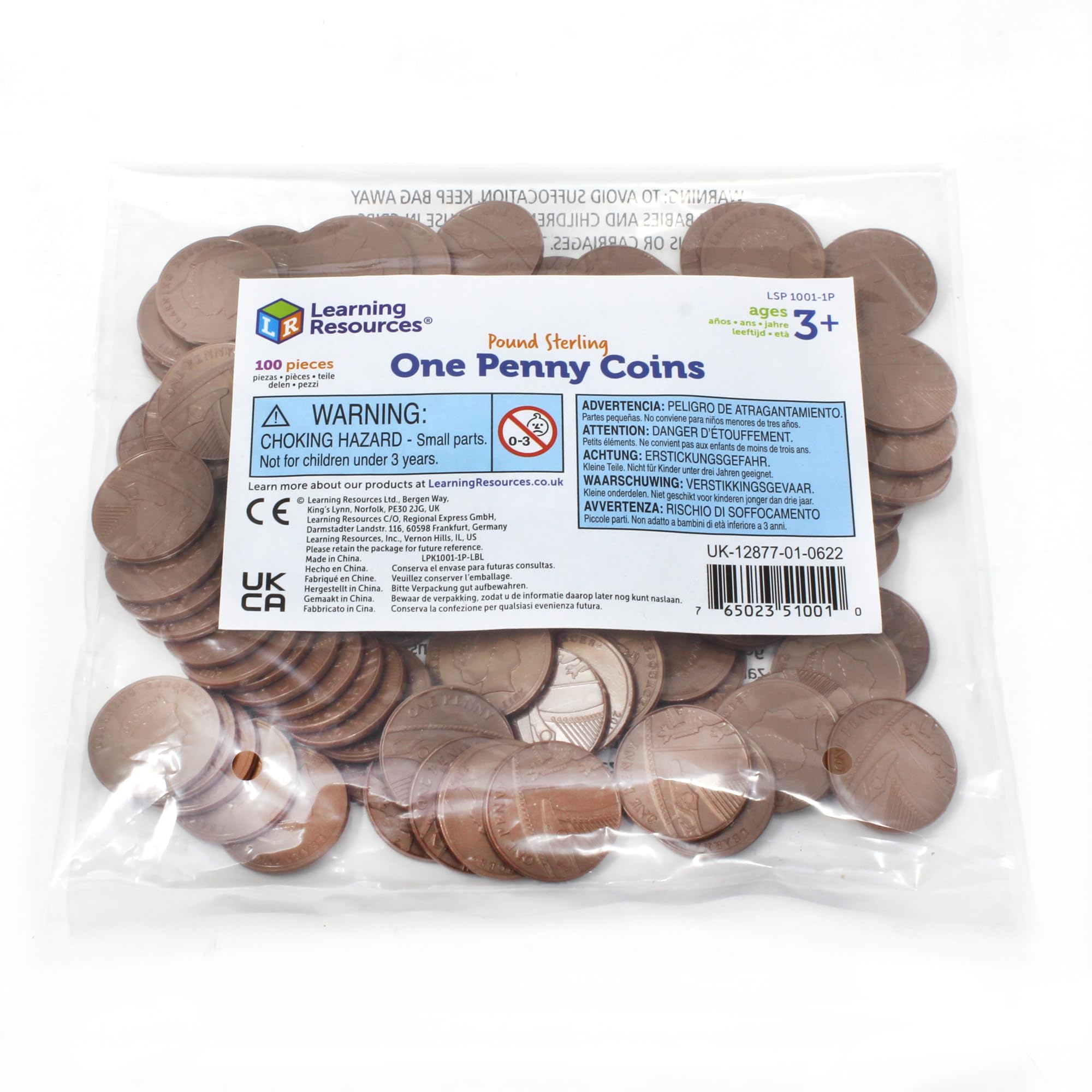 Learning Resources One Pence Coins - Educational Play Money Set for Kids 36 Months+