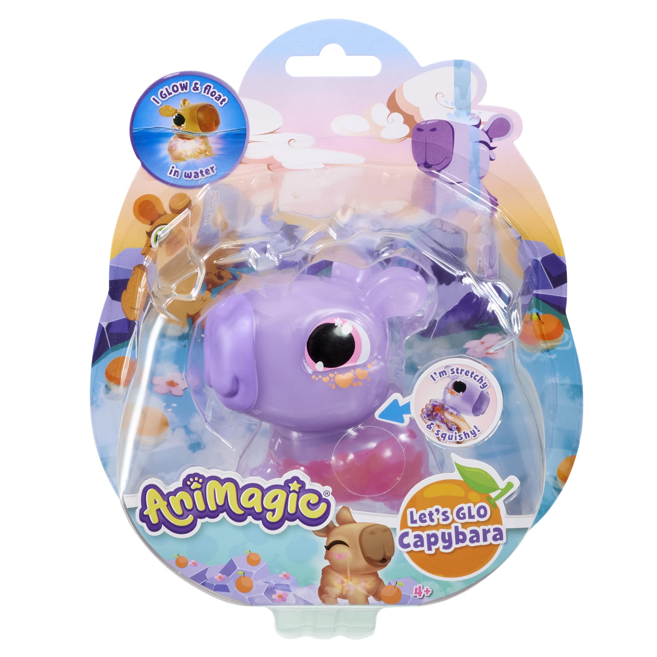 Animagic Let's Glo Capybara - Purple | Glowing, Floating, Squishy Electronic Pet
