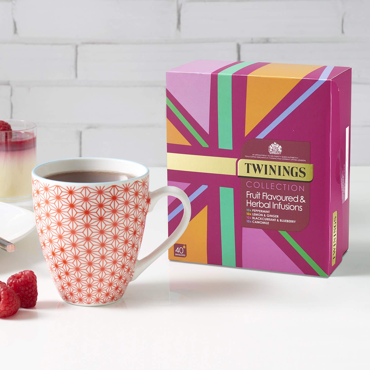 Twinings Infusions Selection Variety Gift Set - 40 Enveloped Teabags with Peppermint, Lemon & Ginger, Blackcurrant & Blueberry, Camomile