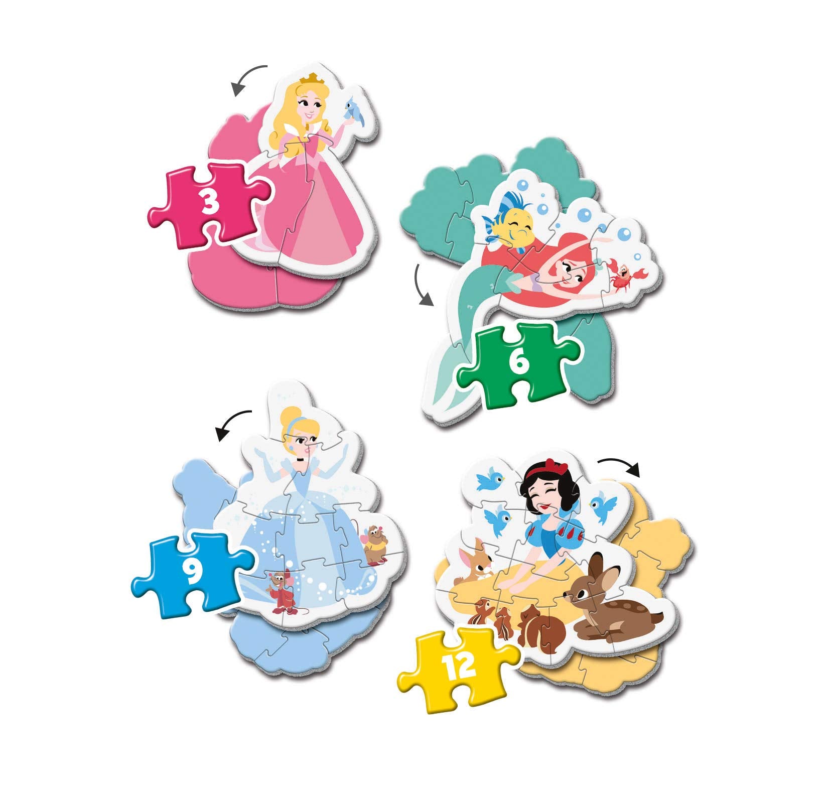 Clementoni My First Puzzle - Disney Princess 3-6-9-12 Piece Jigsaw Set