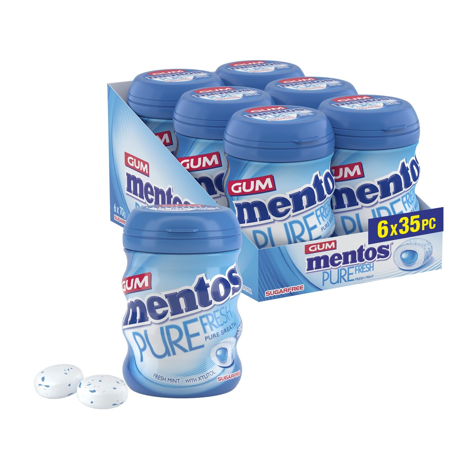 Mentos Pure Fresh Fresh Mint Chewing Gum 35 Pieces – Sugar-Free, Refreshing