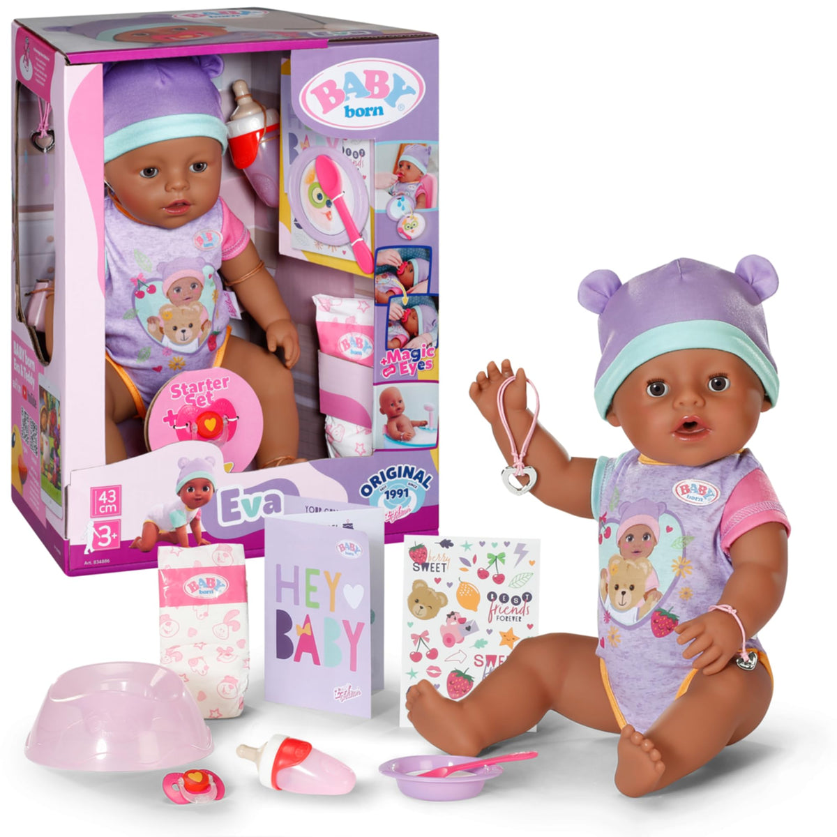 BABY born Eva 43 cm Doll - 10 Lifelike Functions | Multicoloured | Ages 3+