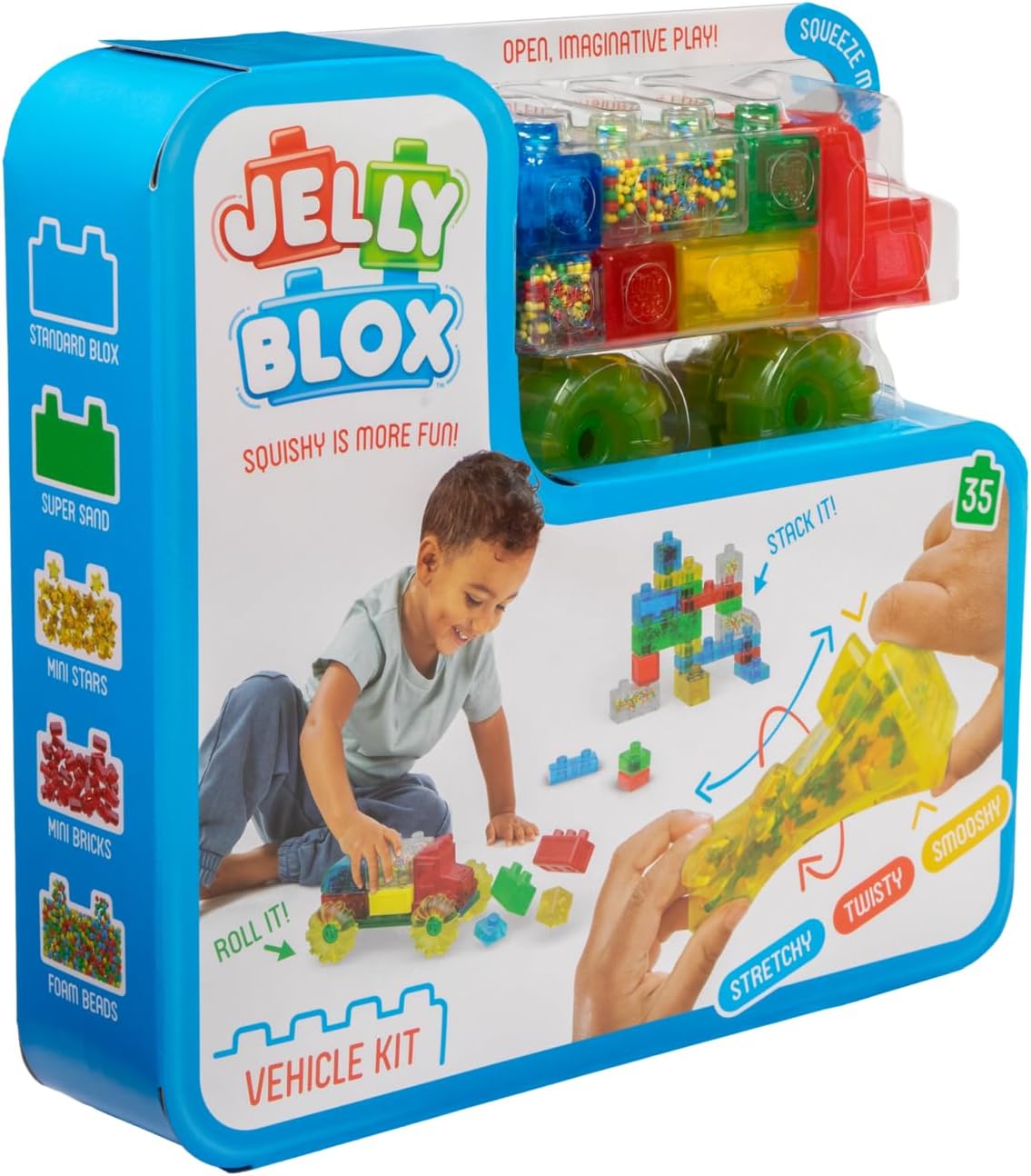 Jelly Blox Vehicle Kit - Squishy Building Set for Toddlers 2+