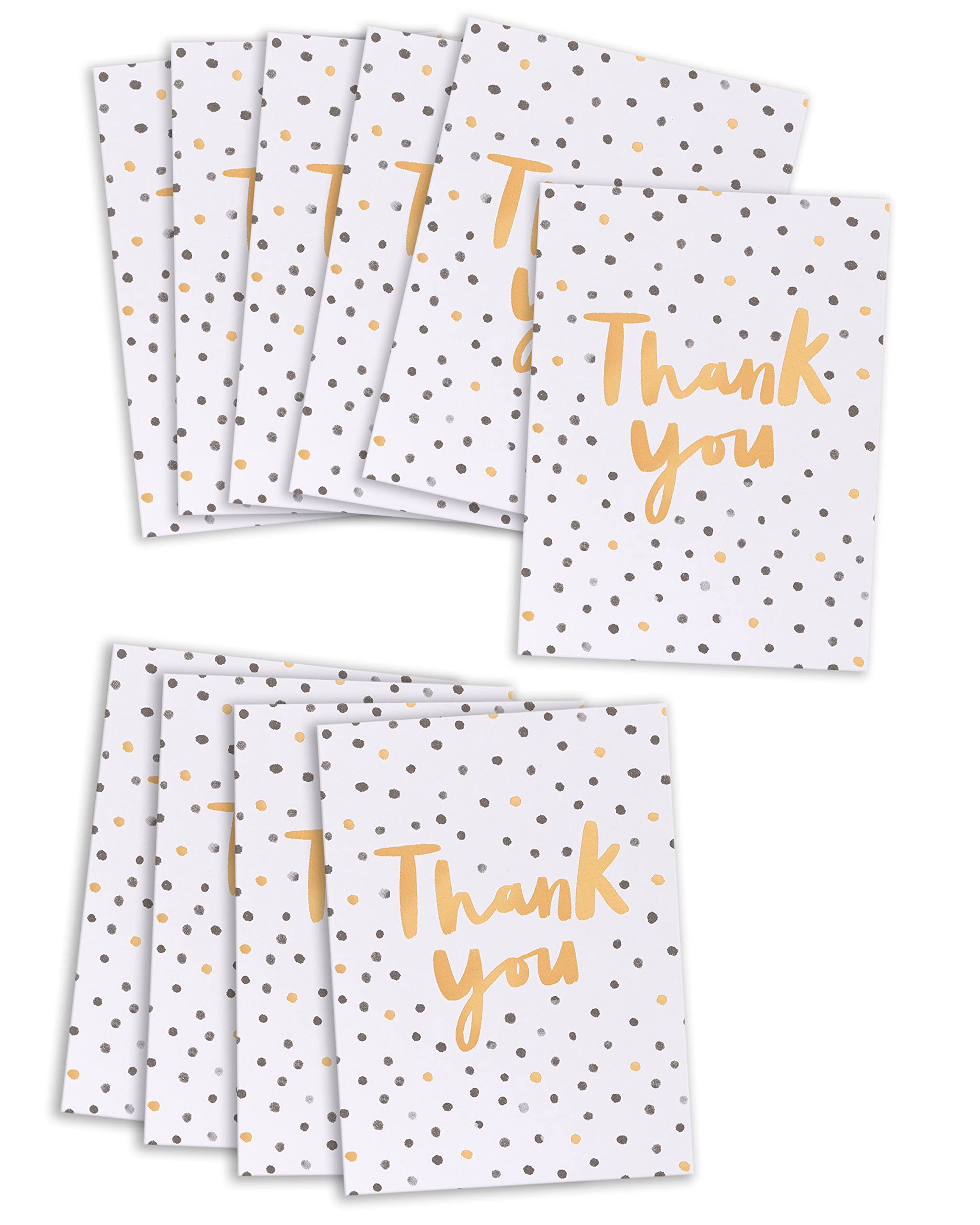 UK Greetings Thank You Cards Multipack - 10 Count, Black & Gold Spot Design | FSC Certified