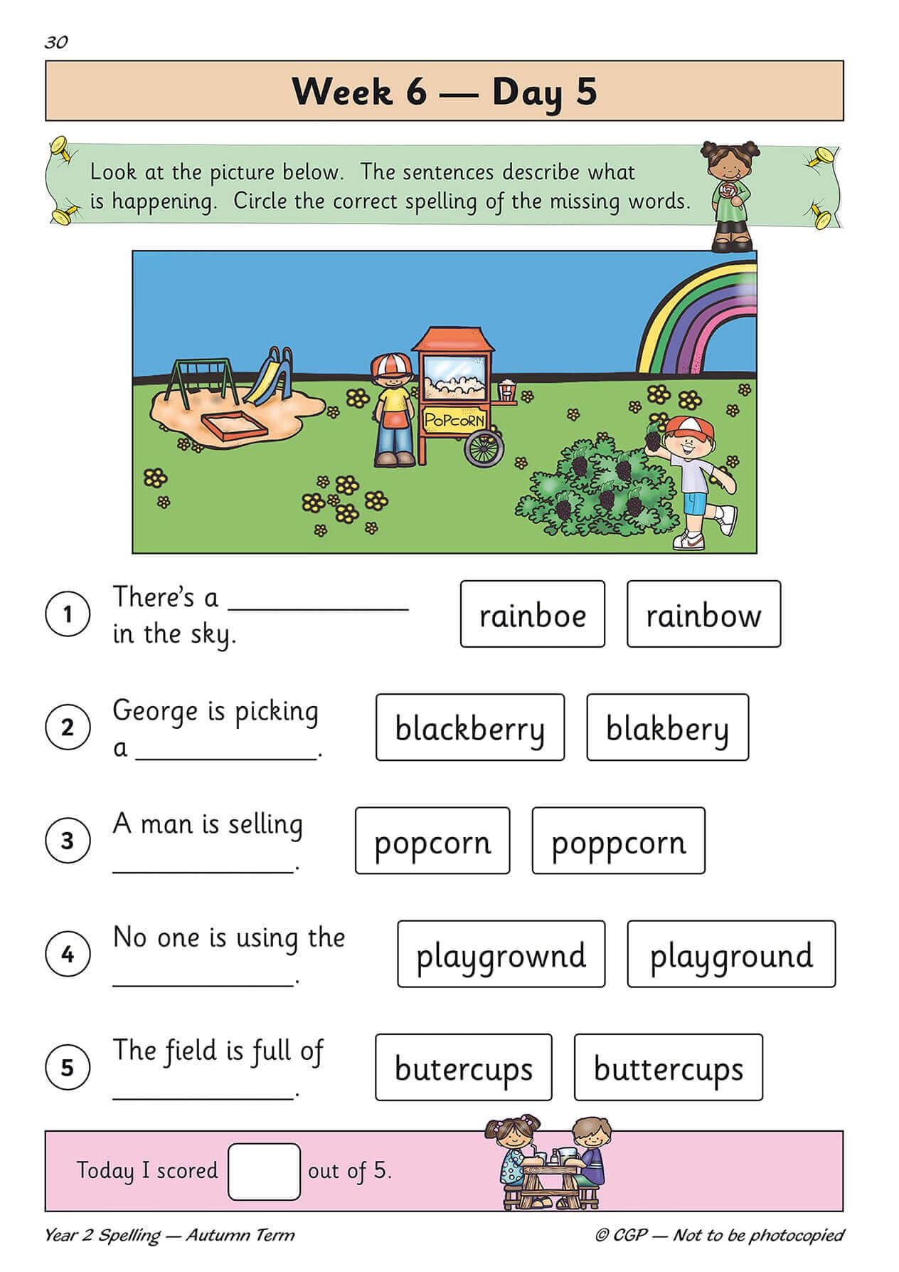 CGP New KS1 Spelling Daily Practice Book - Year 2 Autumn Term Study Aid | Paperback | English 6