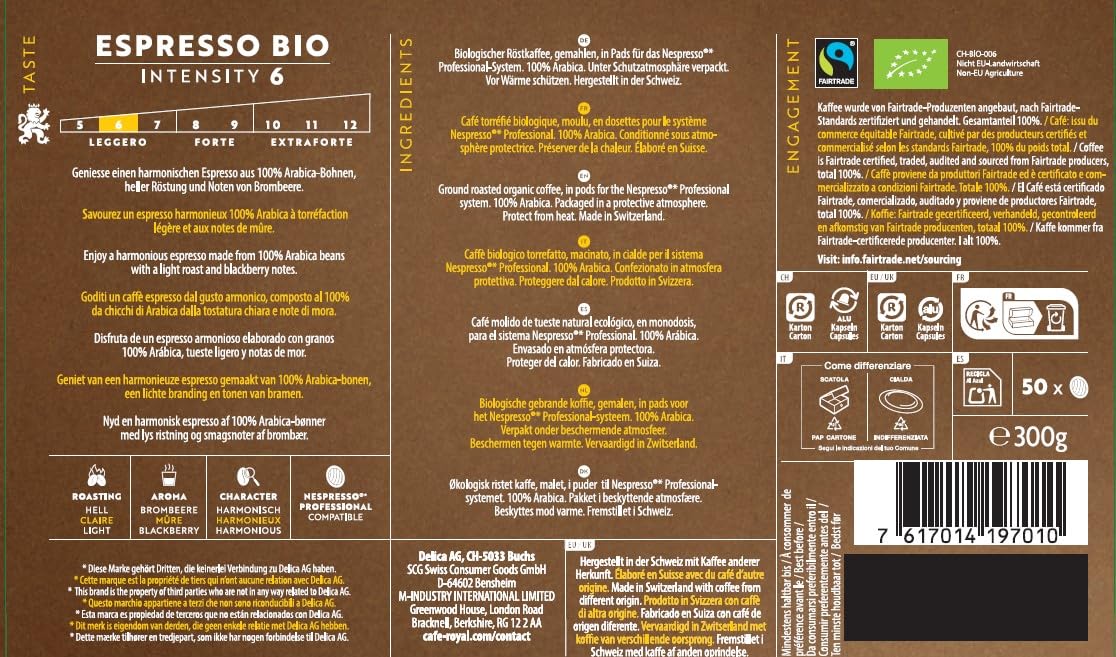 Café Royal Professional Pads, Bio Espresso, 50 Pods for Nespresso Professional Machines 8