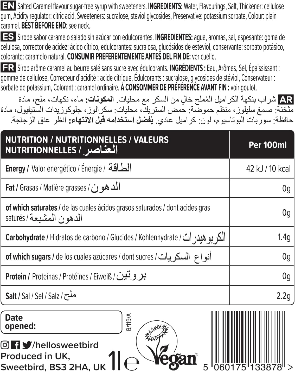 Sweetbird Zuckerfreier gesalzener Karamellsirup 1 Liter | NSB506 | Vegan 4