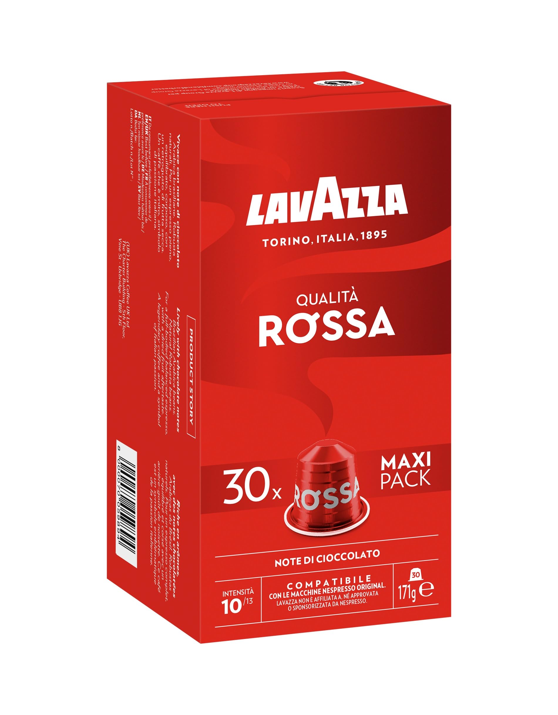 Lavazza Qualità Rossa - Nespresso Compatible Aluminum Coffee Capsules, 30 Count, Zero CO2 Impact