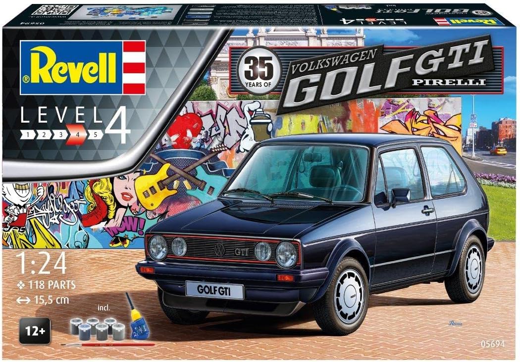 Revell 35 Years VW Golf Mk1 GTI Pirelli Plastic Model Kit - 1:24 Scale Building Toy for Ages 8+