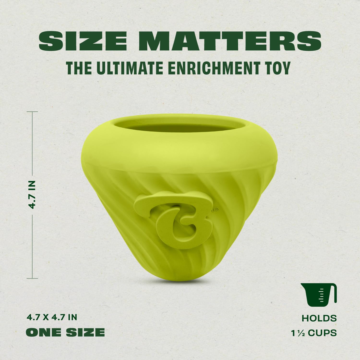 Benebone Natural Rubber Cone Interactive Treat Dispensing Dog Toy | Green | Water Resistant 5