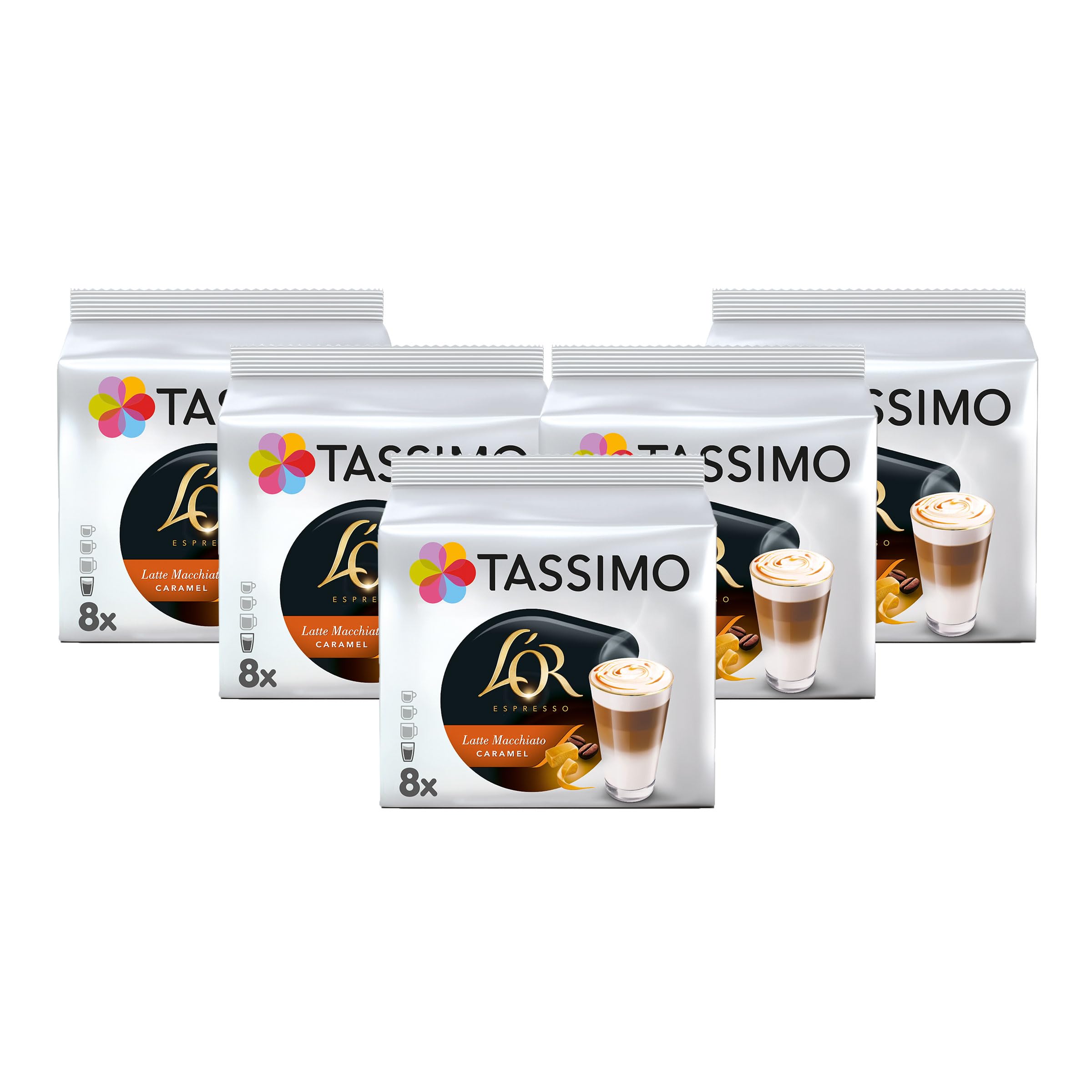 Tassimo L'OR Caramel Latte Macchiato Coffee Pods x8 (Pack of 5, Total 40 Pods)