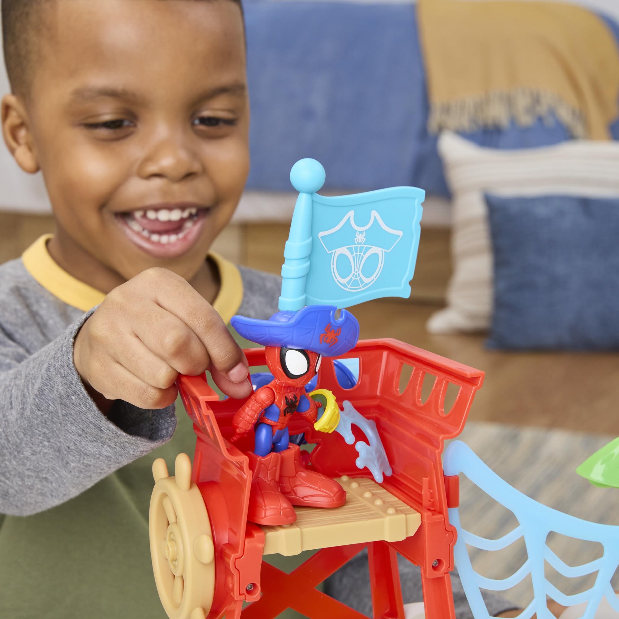 Spidey and His Amazing Friends Water-Webs Spidey Island Playset - Trapdoor Slide & Web Features for Ages 3+ 3