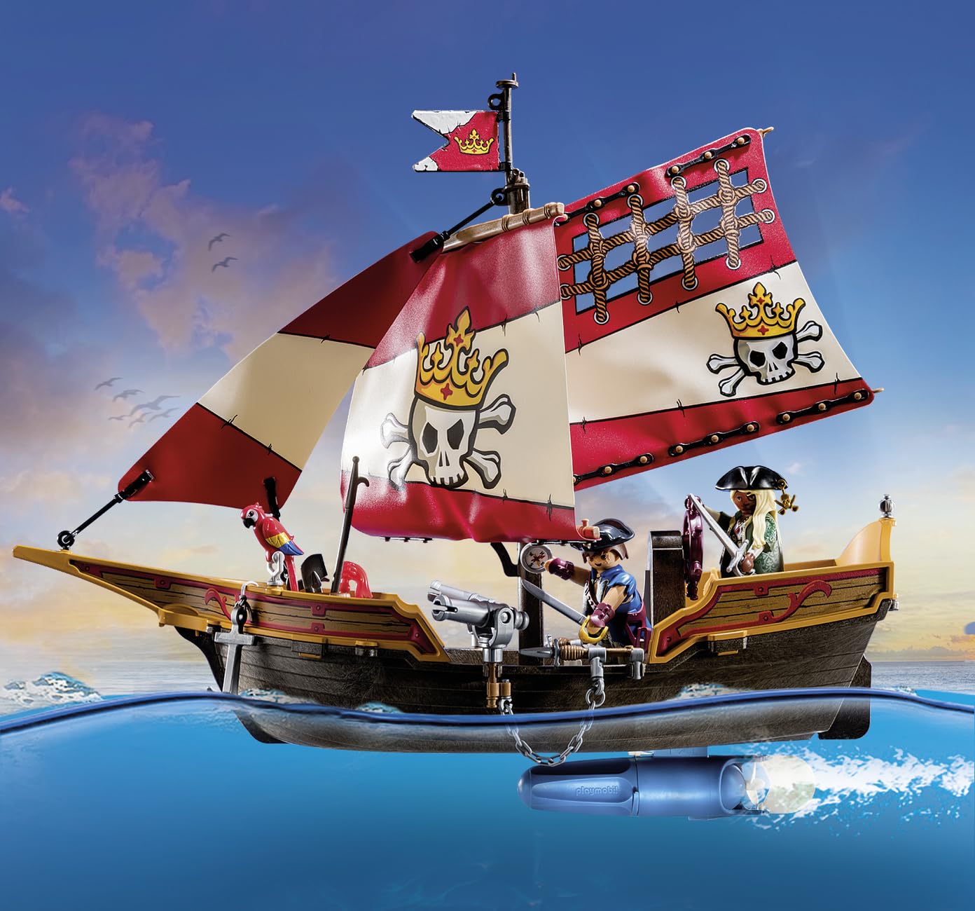 Playmobil 71418 Pirates: Small Pirate Vessel Playset for Kids 4+