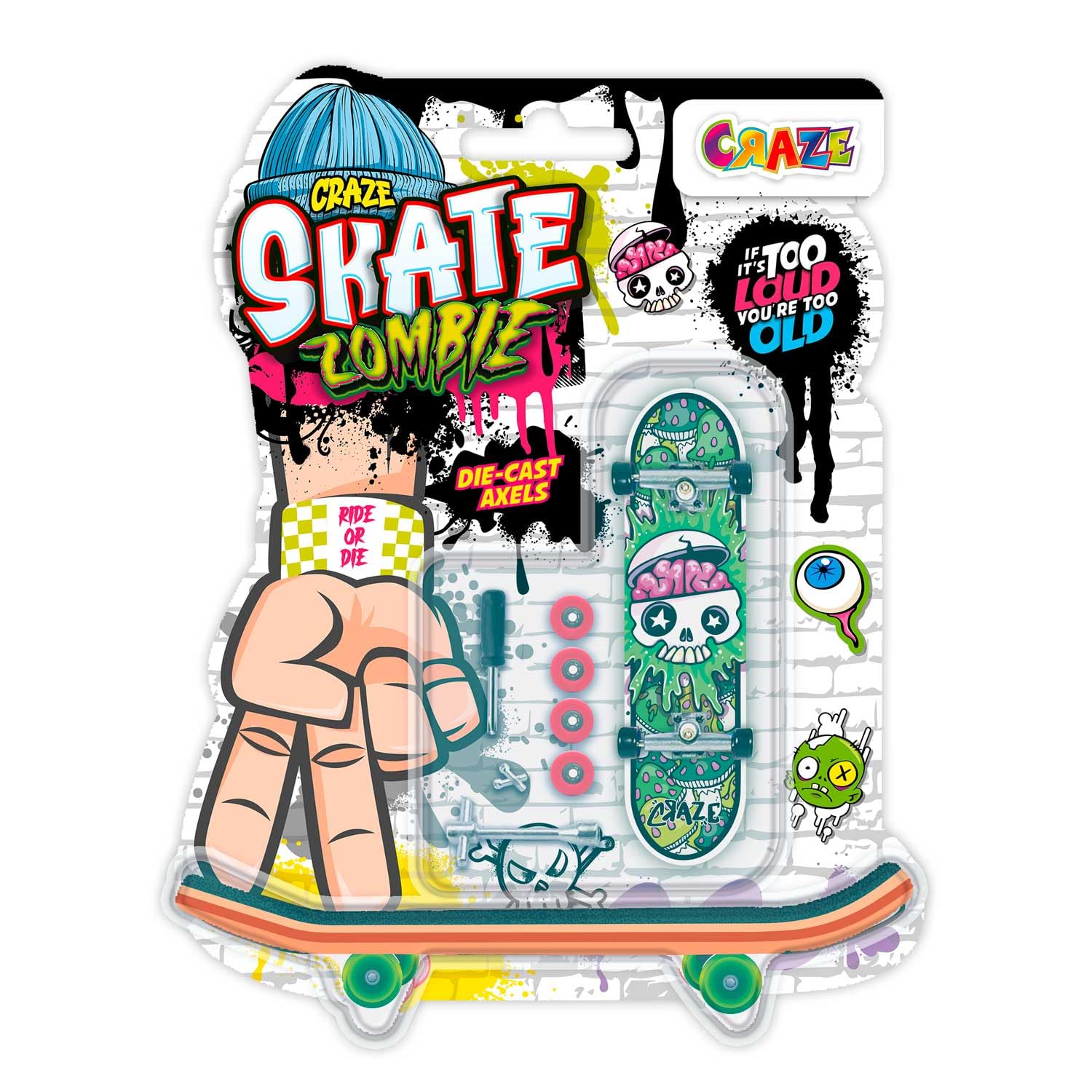 CRAZE SKATE Fingerboard Set Zombies Edition Pack of 4 - Mini Skateboards for Finger Play