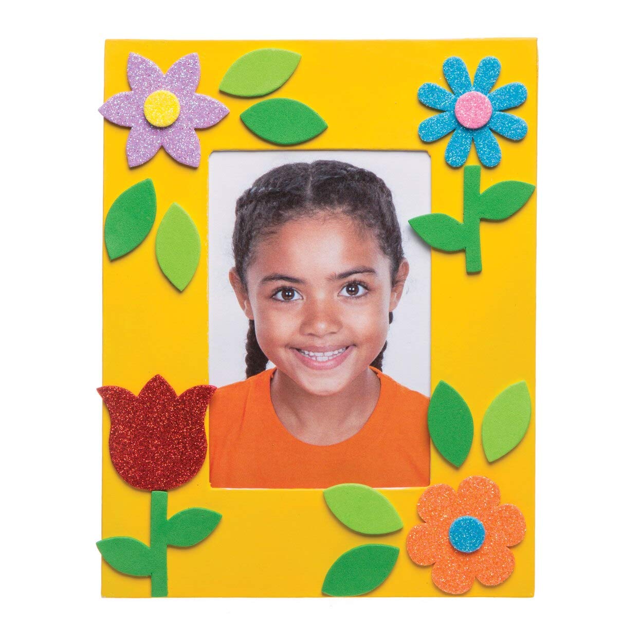 Baker Ross Flower Garden Glitter Foam Stickers - 150 Pack, Assorted Colors | AW337