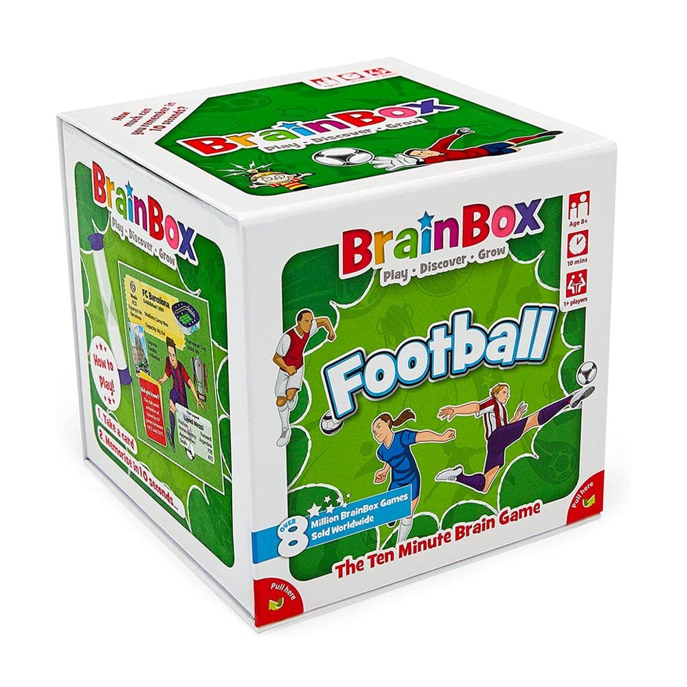 BrainBox Fußball-Kartenspiel | 55 illustrierte Clubkarten | Gedächtnis- und Beobachtungsspiel