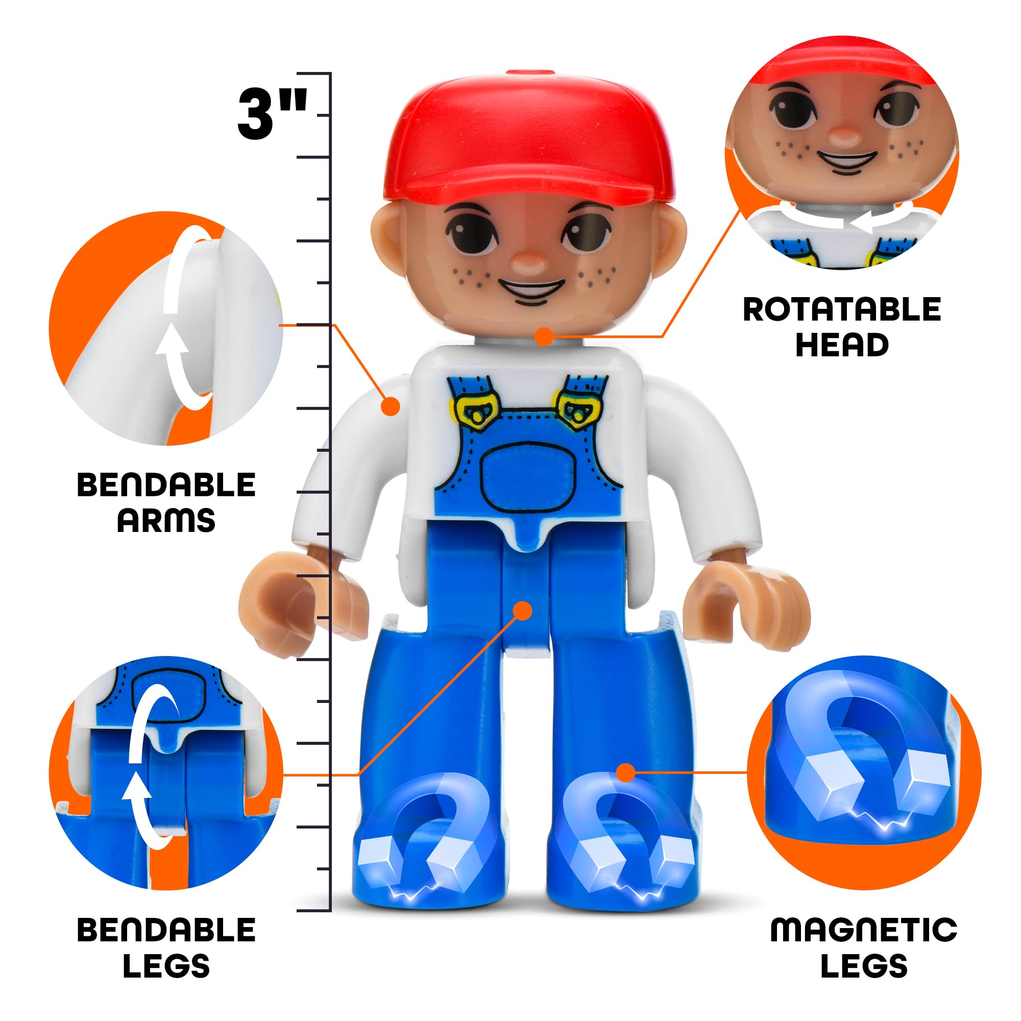 Playmags Large Magnetic Figures Community Set of 15 Pieces - 3 Inch Magnetic People for Kids