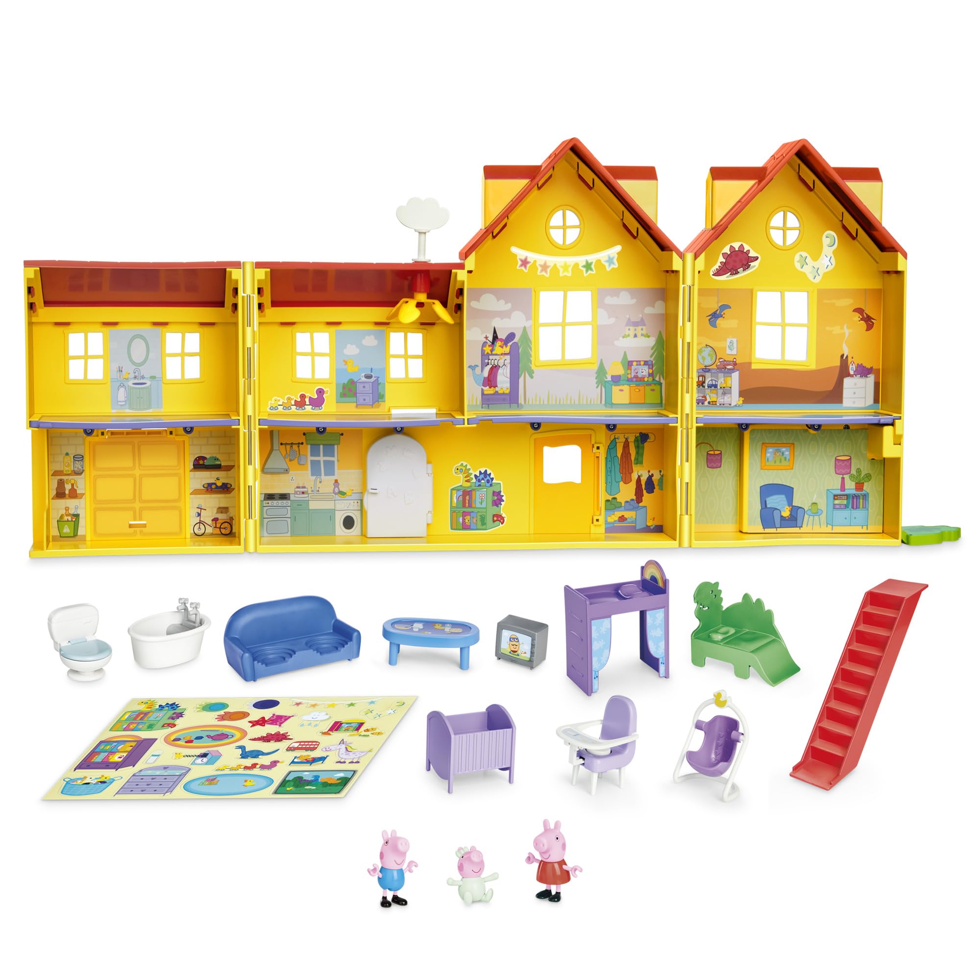 Peppa Pig Peppa's Big Family House Playset - 2-Floor 7-Room Doll House with 3 Figures & 16-Piece Set 5