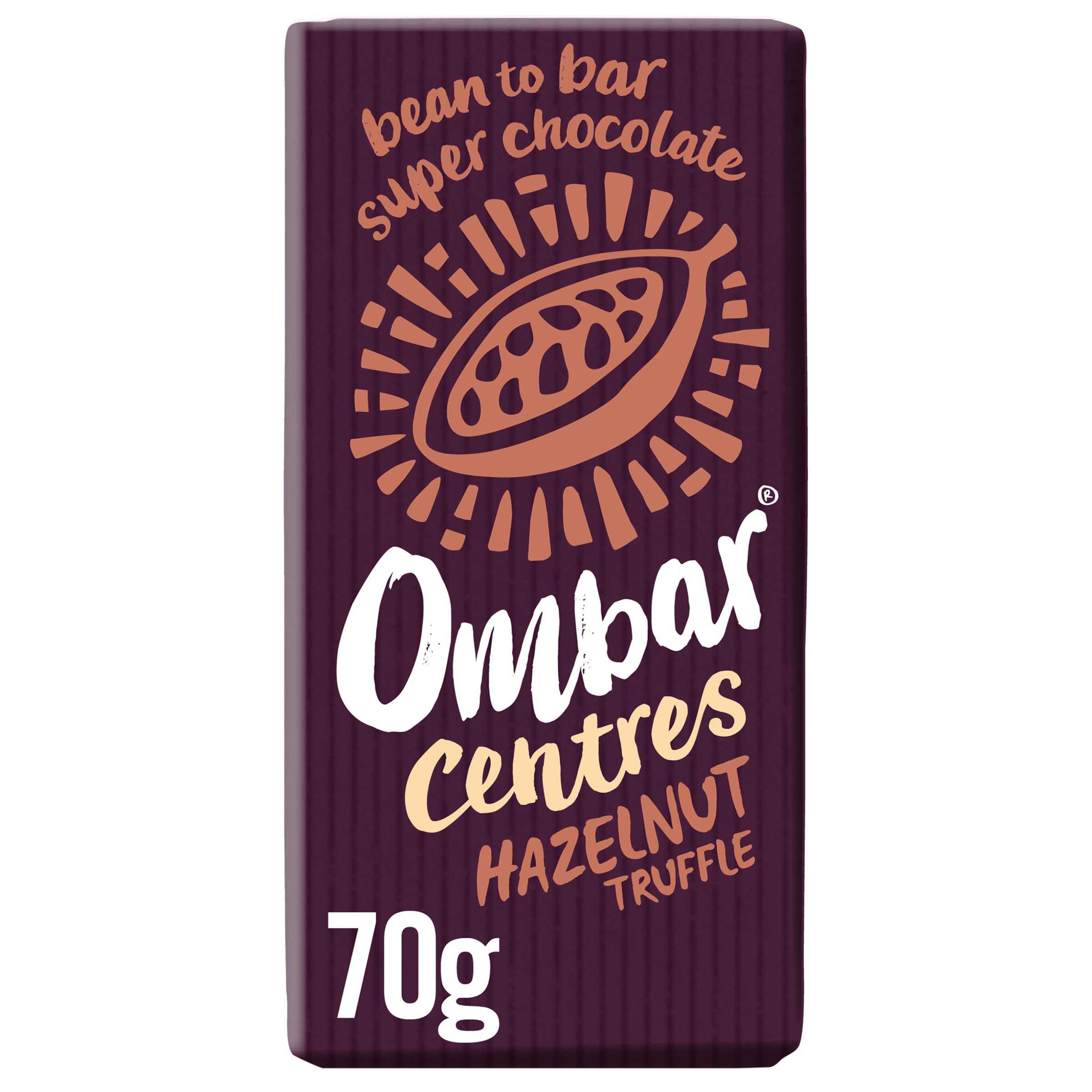 Ombar Centres Hazelnut Truffle Vegan Chocolate Bar - Organic, Fair Trade, Dairy & Gluten Free, 70g