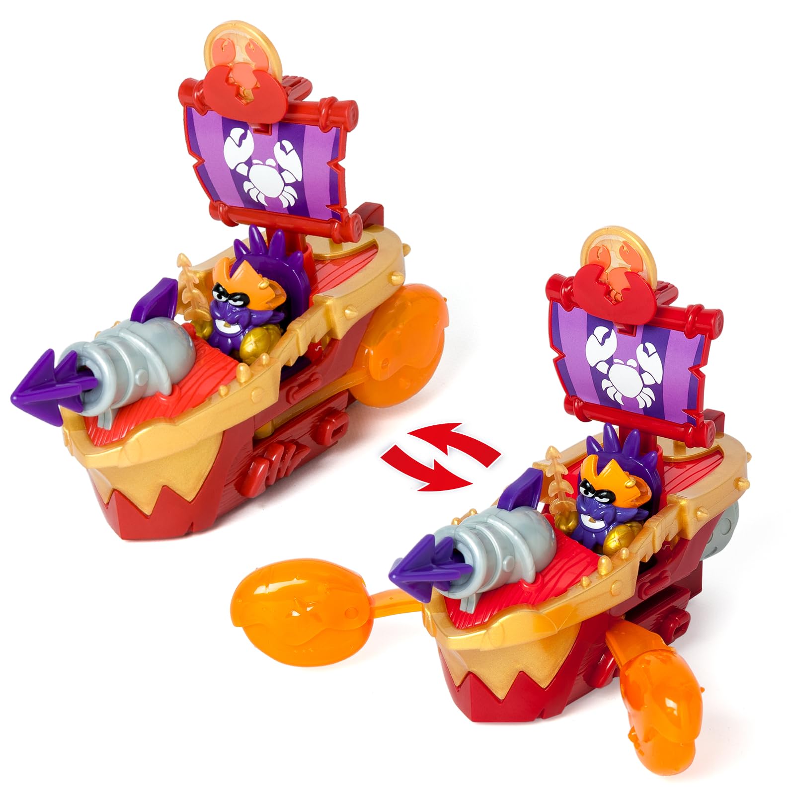 PIRATIX Sea Crusher Pirate Ship Playset - Crab-Themed Adventure with Captain Lobster Figure 4