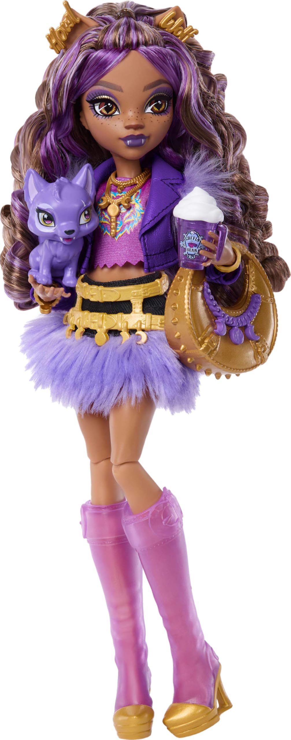 Monster High Clawdeen Wolf Doll - Purple Moto Jacket & Furry Skirt with Accessories