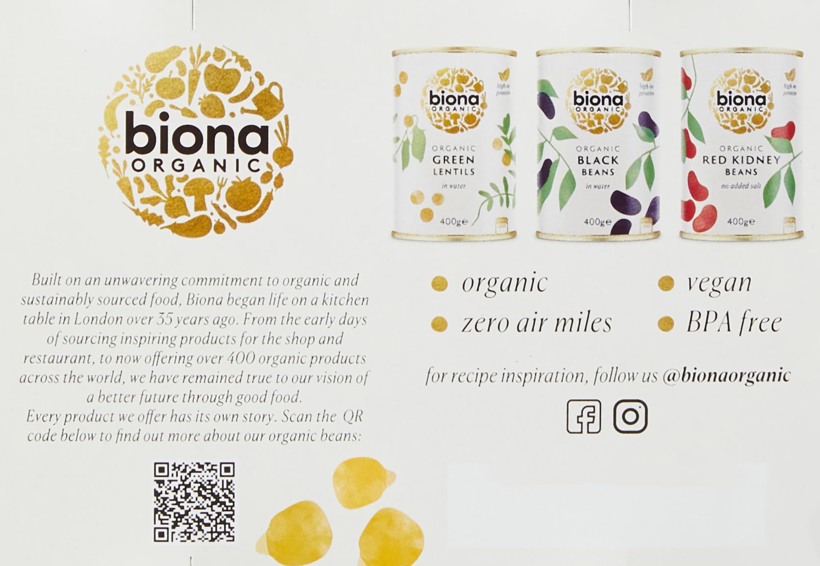 Biona Organic Chick Peas 4 x 400g - Vegan, No Added Salt, Source of Fibre & Protein