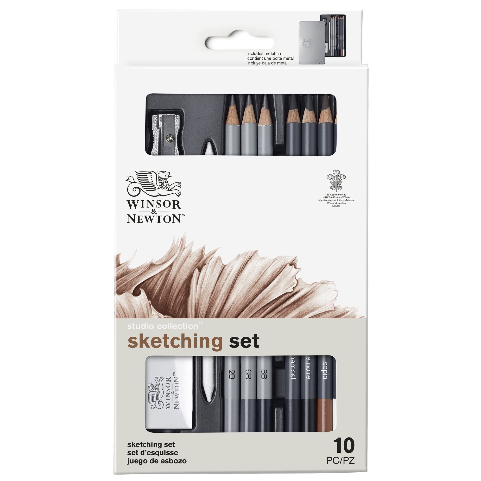 Winsor & Newton Studio Collection Sketching Pencils Set of 10 Graphite + Charcoal 1