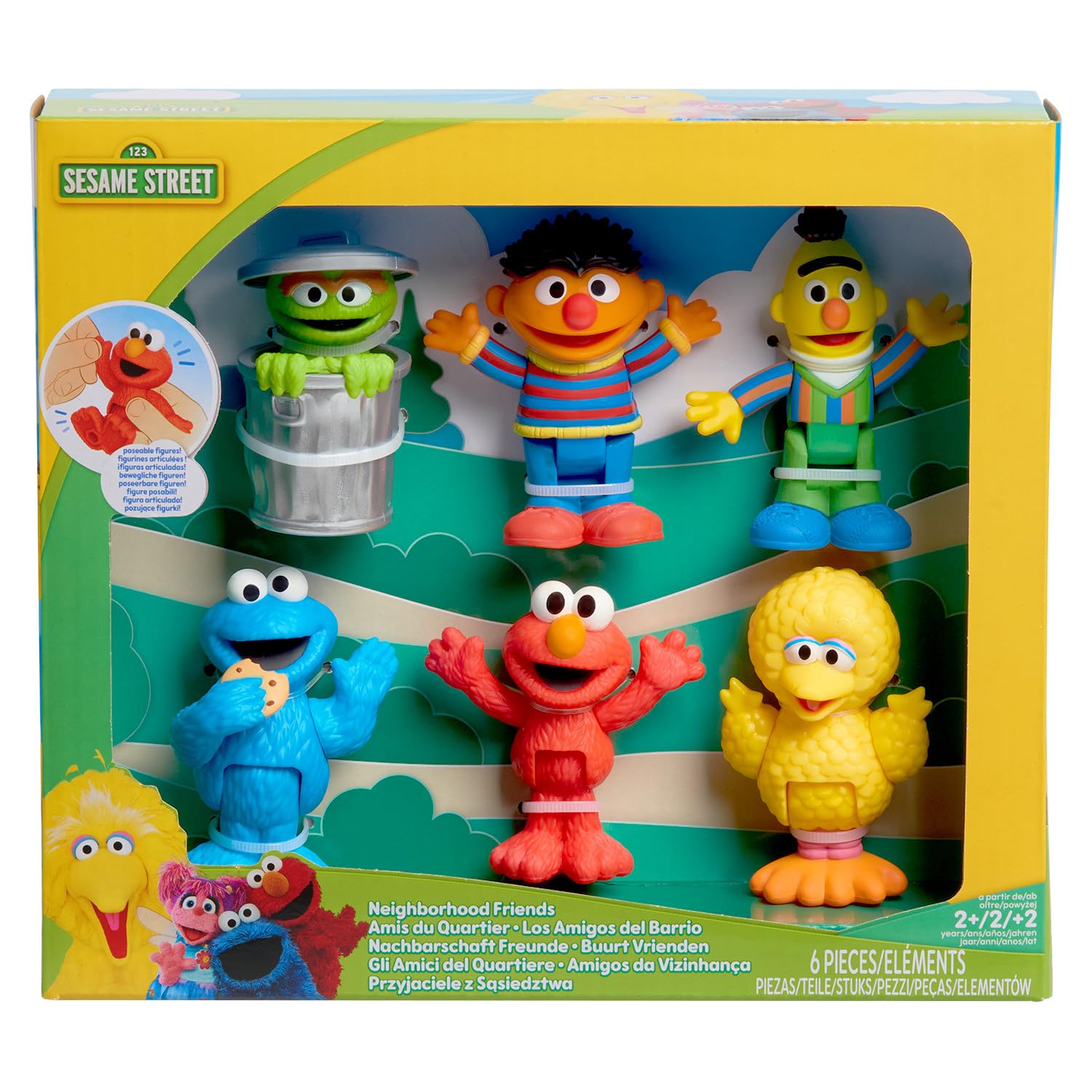 Just Play Sesame Street Neighborhood Friends 6-Pack - 3-Inch Poseable Figures for Kids Ages 2+