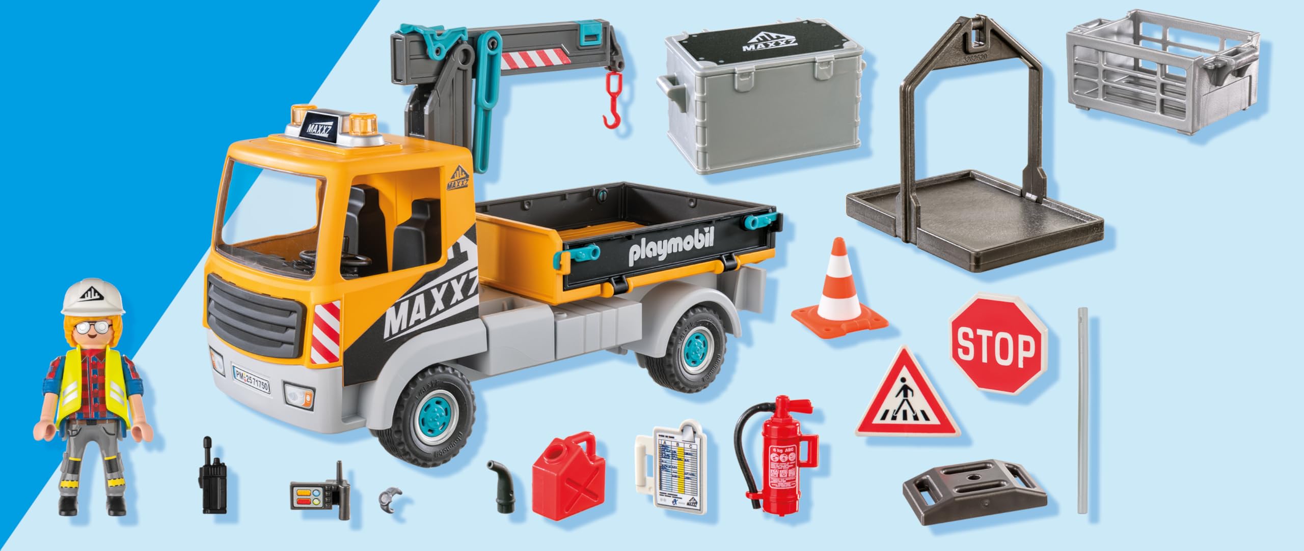 Playmobil Construction Lorry with Crane - Extendable Crane Vehicle Playset for Kids