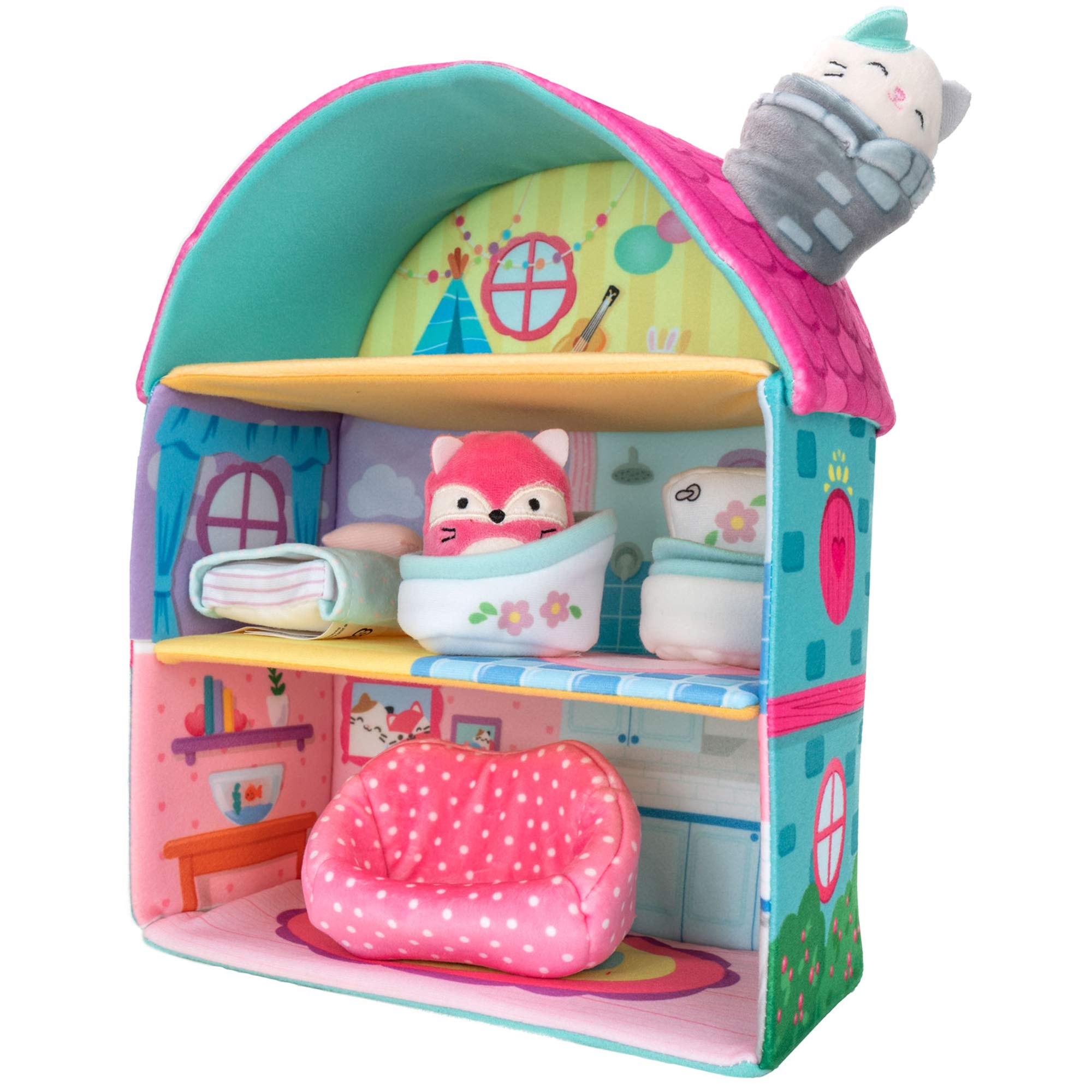 Squishville Fifi's Cottage Townhouse Playset with Cam & Fifi Mini Squishmallows - 2" Plush Toy Set