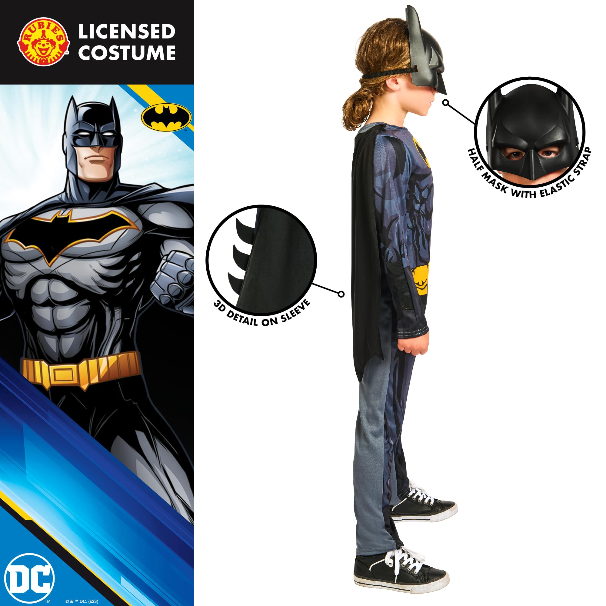 Rubies Batman Childs Costume - Age 3-4 Years | Printed Jumpsuit, Cape & Mask 3