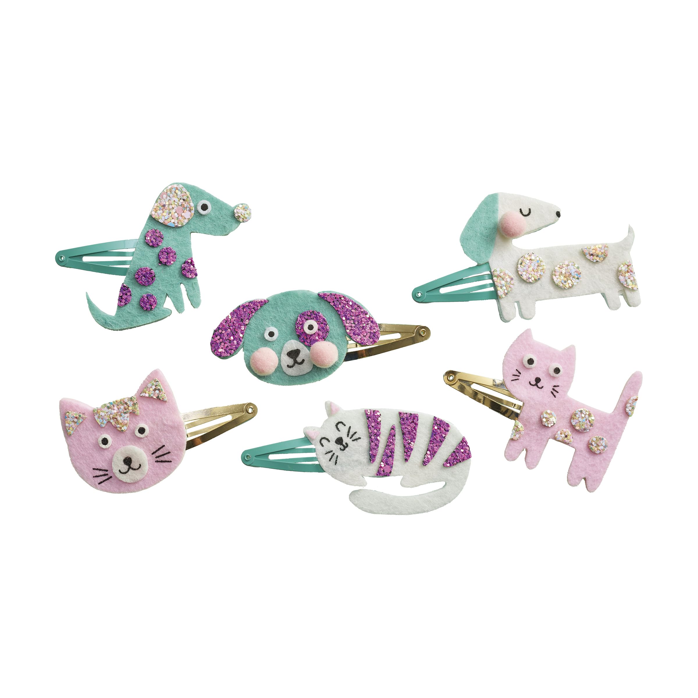 Janod J09181 - Set of 6 DIY Hair Clips Craft Kit - Cat & Dog Designs - Ages 5-10 4