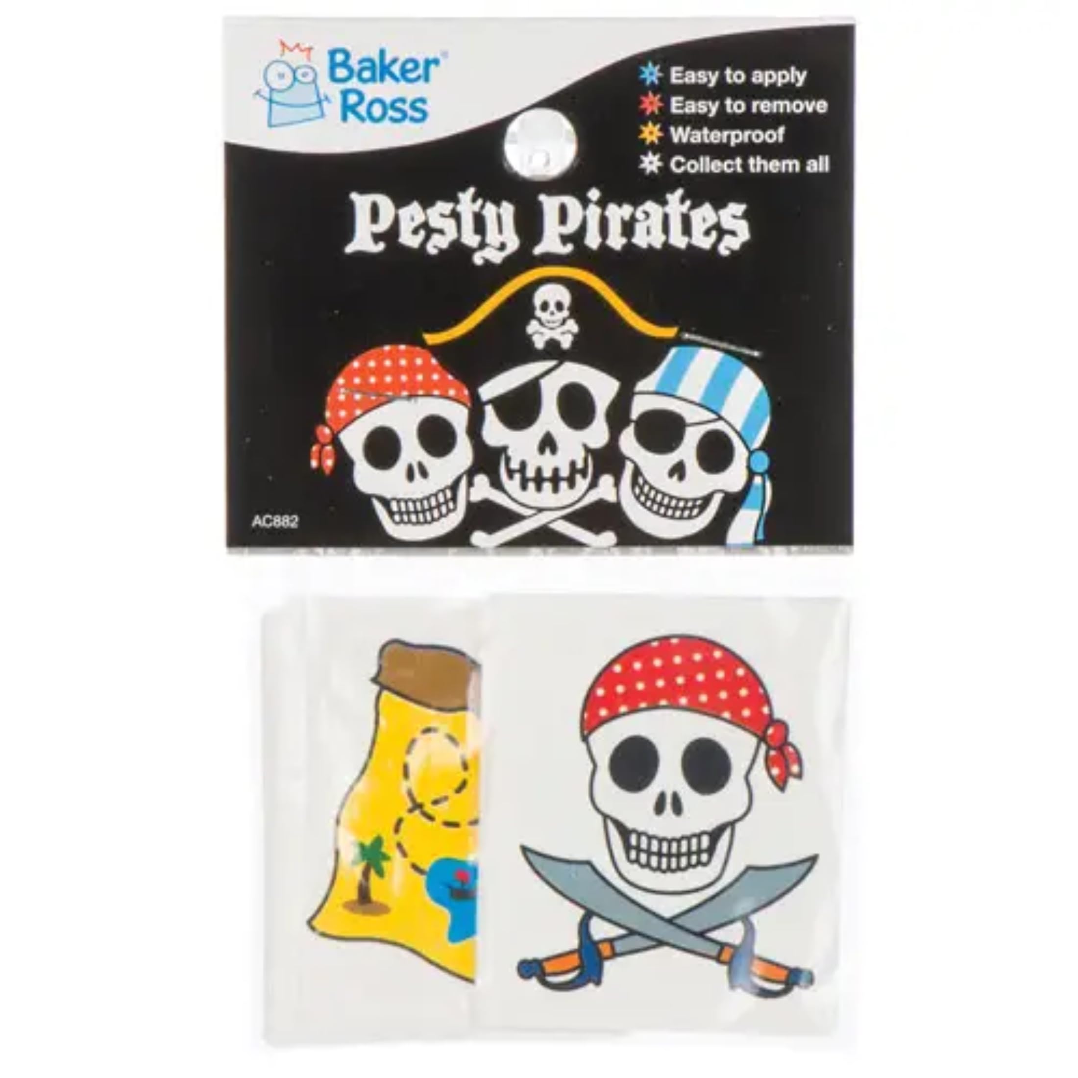 Baker Ross Pesky Pirate Temporary Tattoos (Pack of 24 Designs, 48 Tattoos) for Kids Party Favors 3