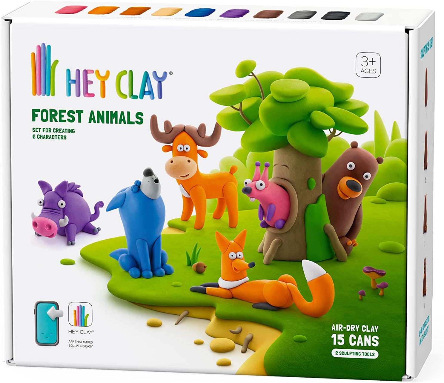 Hey Clay Forest Animals Set - Air Dry Modeling Clay Kit for Kids