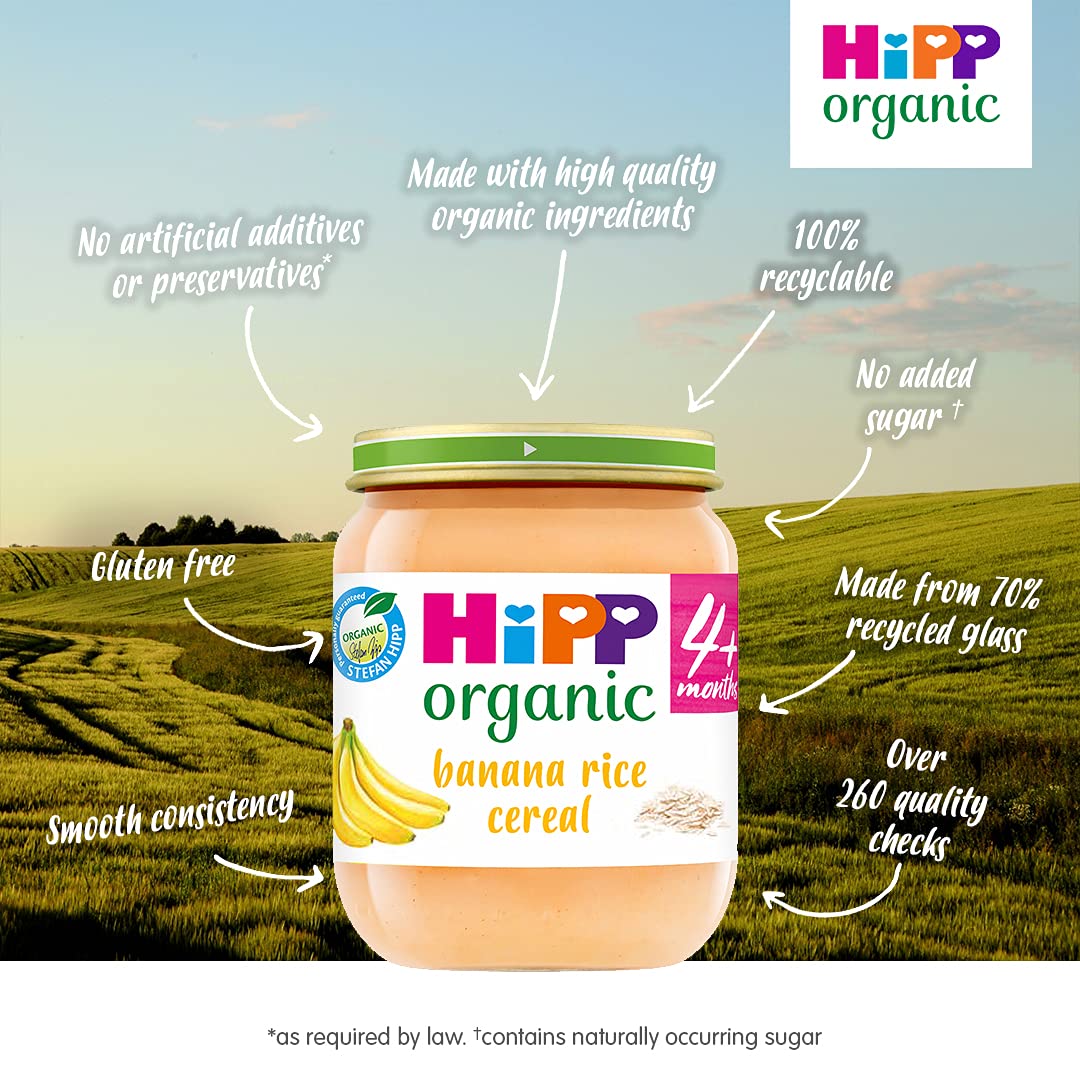HiPP Organic Banana Rice Cereal Baby Food Jar 6+ Months (6 x 125g) 5
