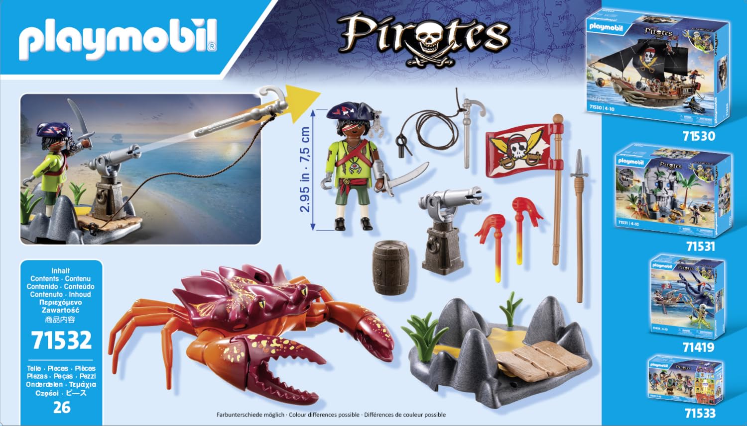 Playmobil 71532 Pirates: Battle with the Giant Crab - Fantasy Pirate Playset for Kids 4+ 4