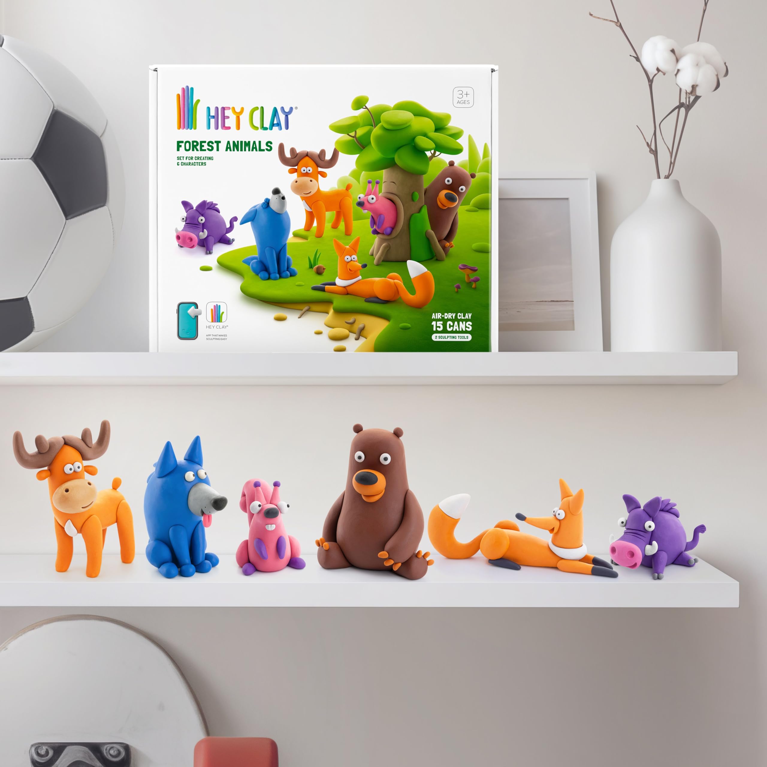 Hey Clay Forest Animals Set - Air Dry Modeling Clay Kit for Kids 16
