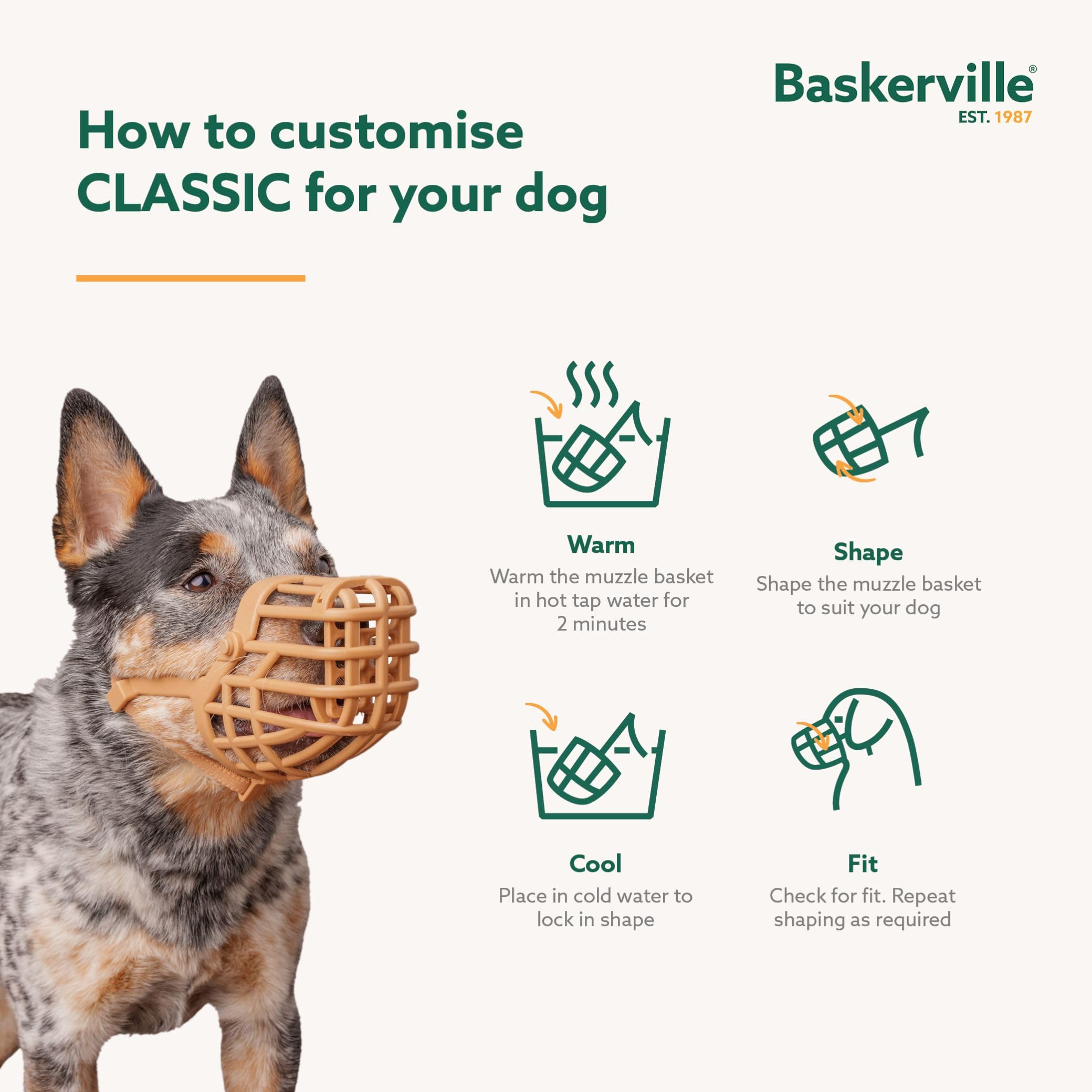 Baskerville Classic Basket Muzzle - Size 6, Brown, Prevents Biting & Scavenging 6