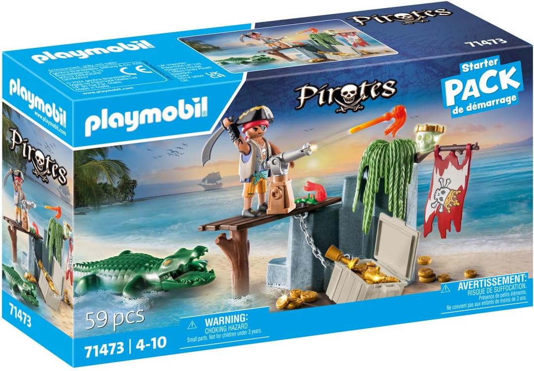 Playmobil 71473 Pirates: Pirate with Alligator Starter Pack - Fantasy Pirate World Playset for Ages 4+