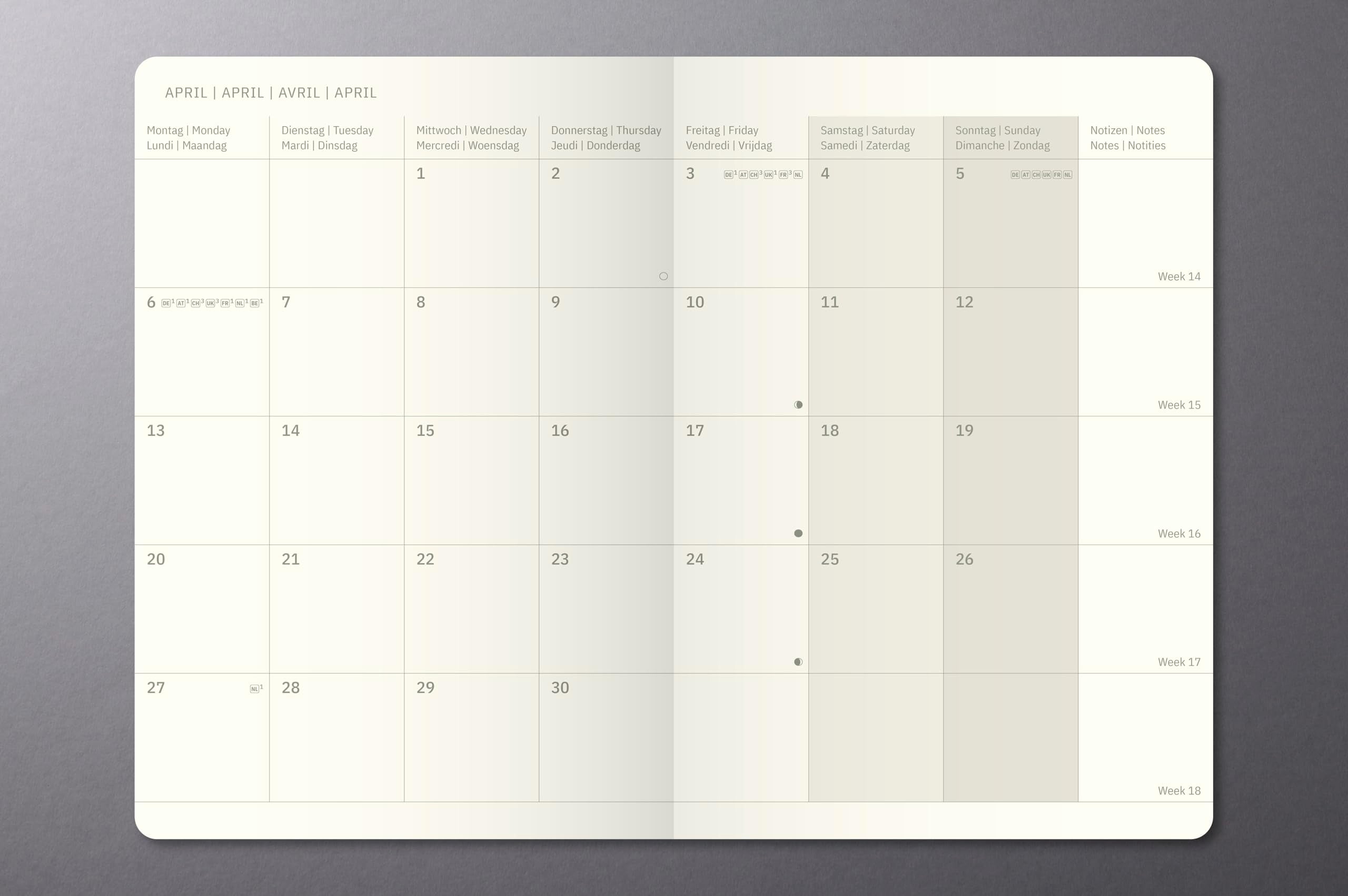 Sigel Conceptum C2684 Monthly Planner Notebook 2026 | A5 Black | DE/GB/FR/NL Languages
