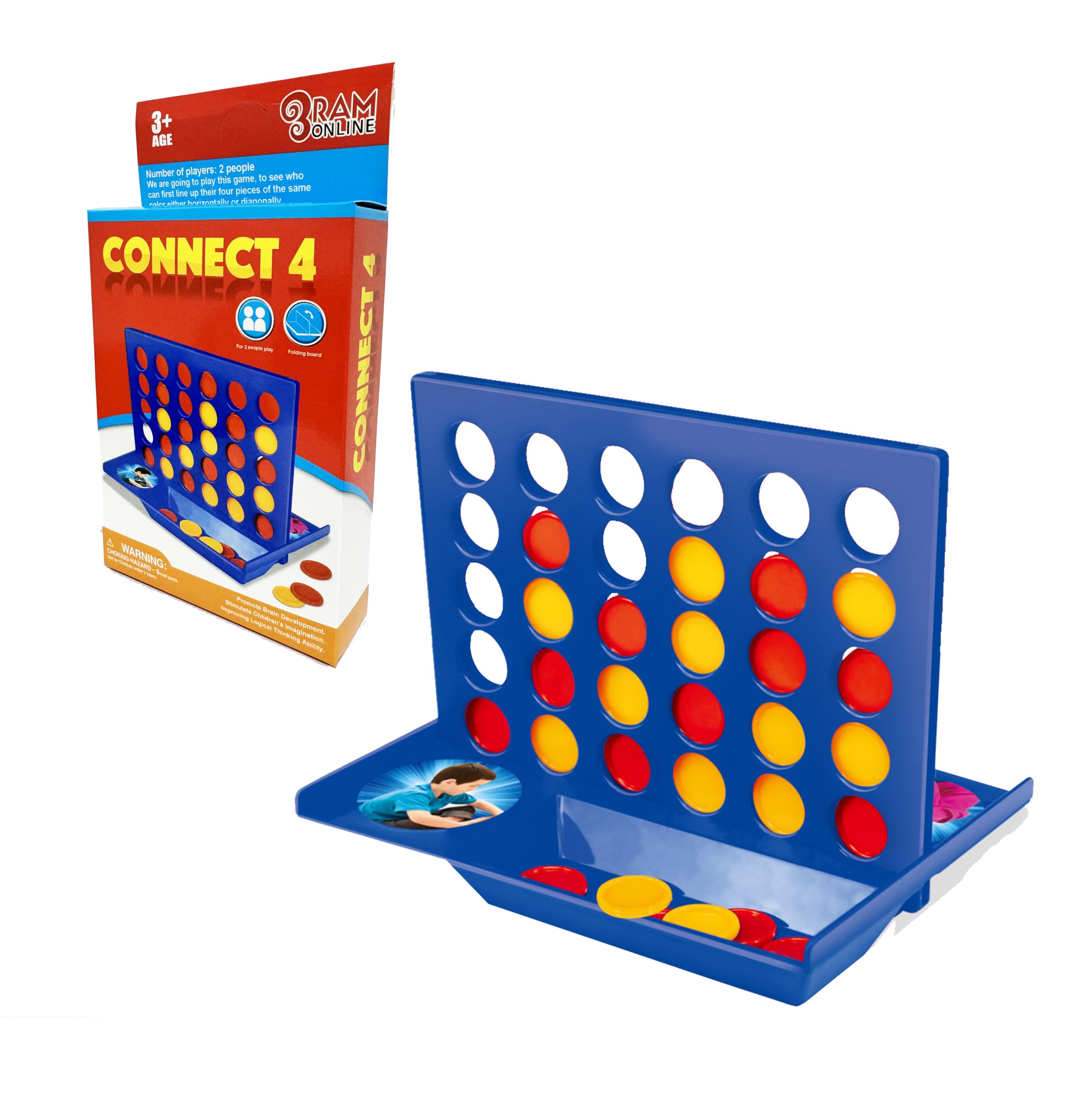 RAM ONLINE Travel Size 4 IN A Row Mini Board Game | 2 Players | 42 Counters