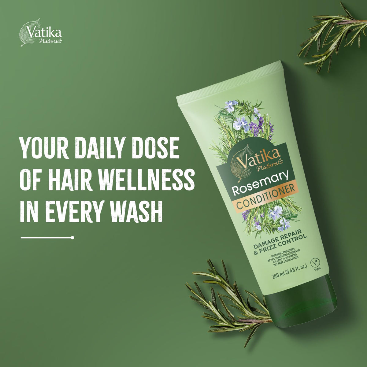 Vatika Naturals Rosemary Conditioner - Deep Nourishment & Frizz Control for Dry Hair | 280 ml