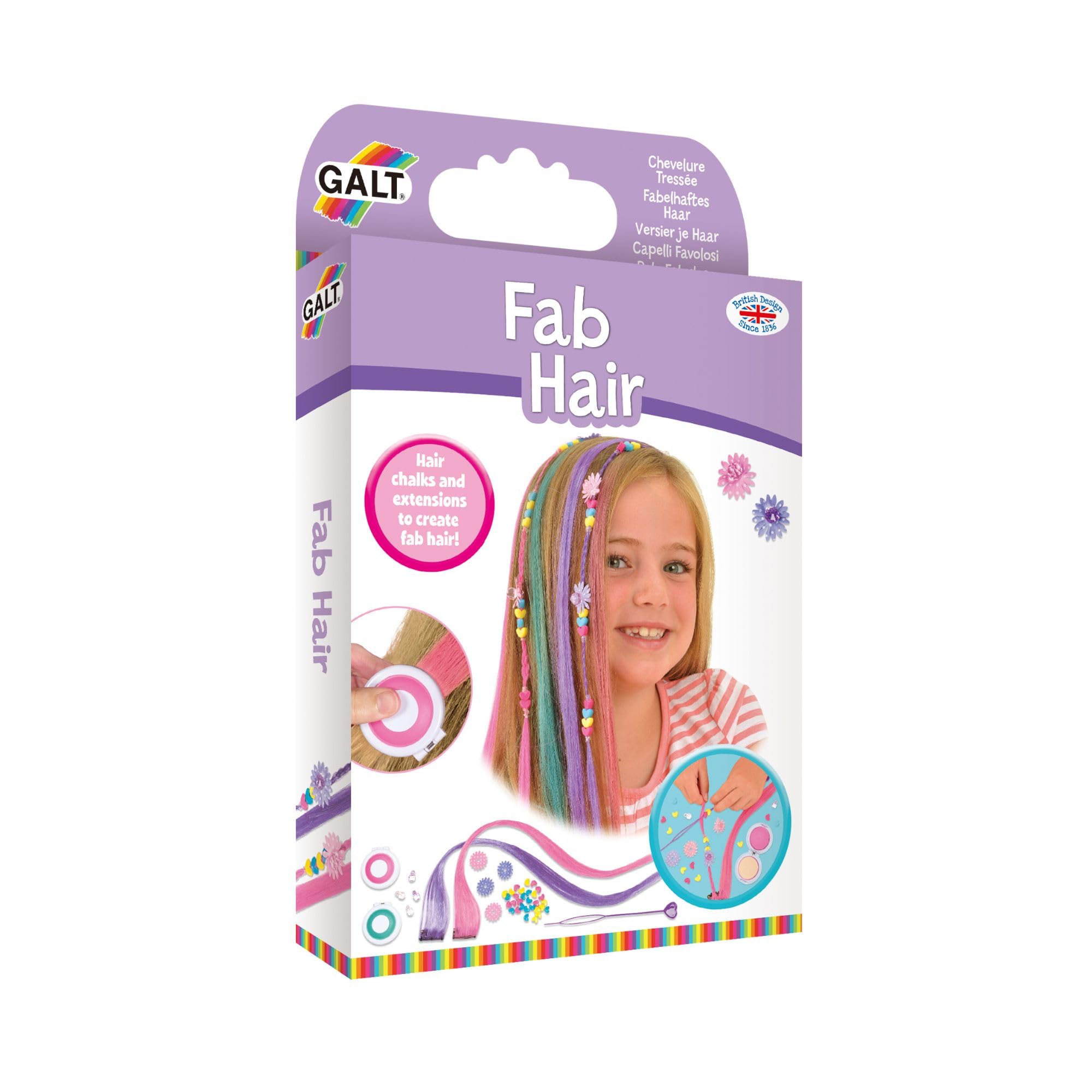 Galt Fab Hair - Hair Chalk Kit and Extensions for Children Ages 6+