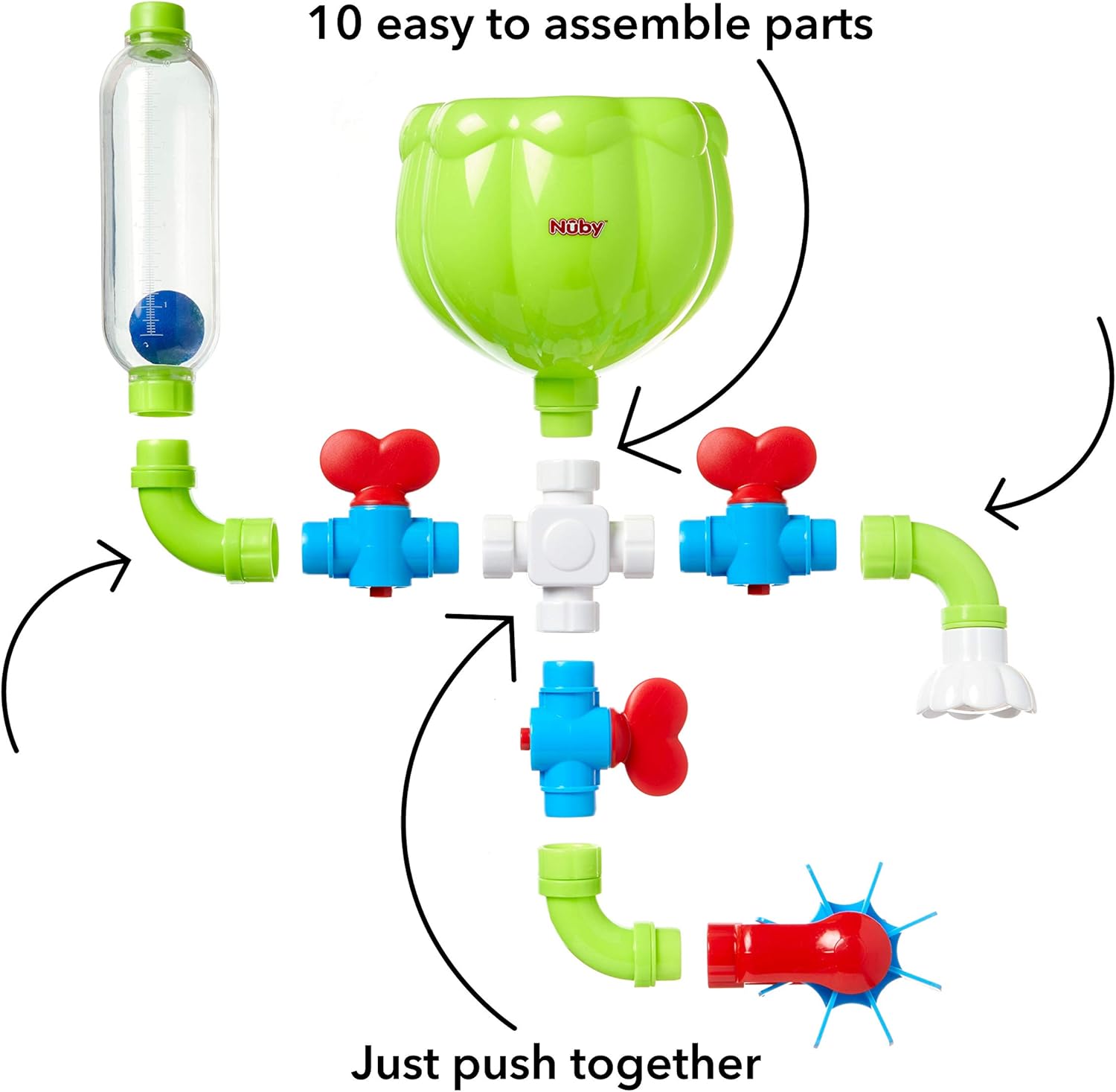Nuby Wacky Water Works Pipes Bath Toy - Educational Bath Playset for 3 Years and Over 3